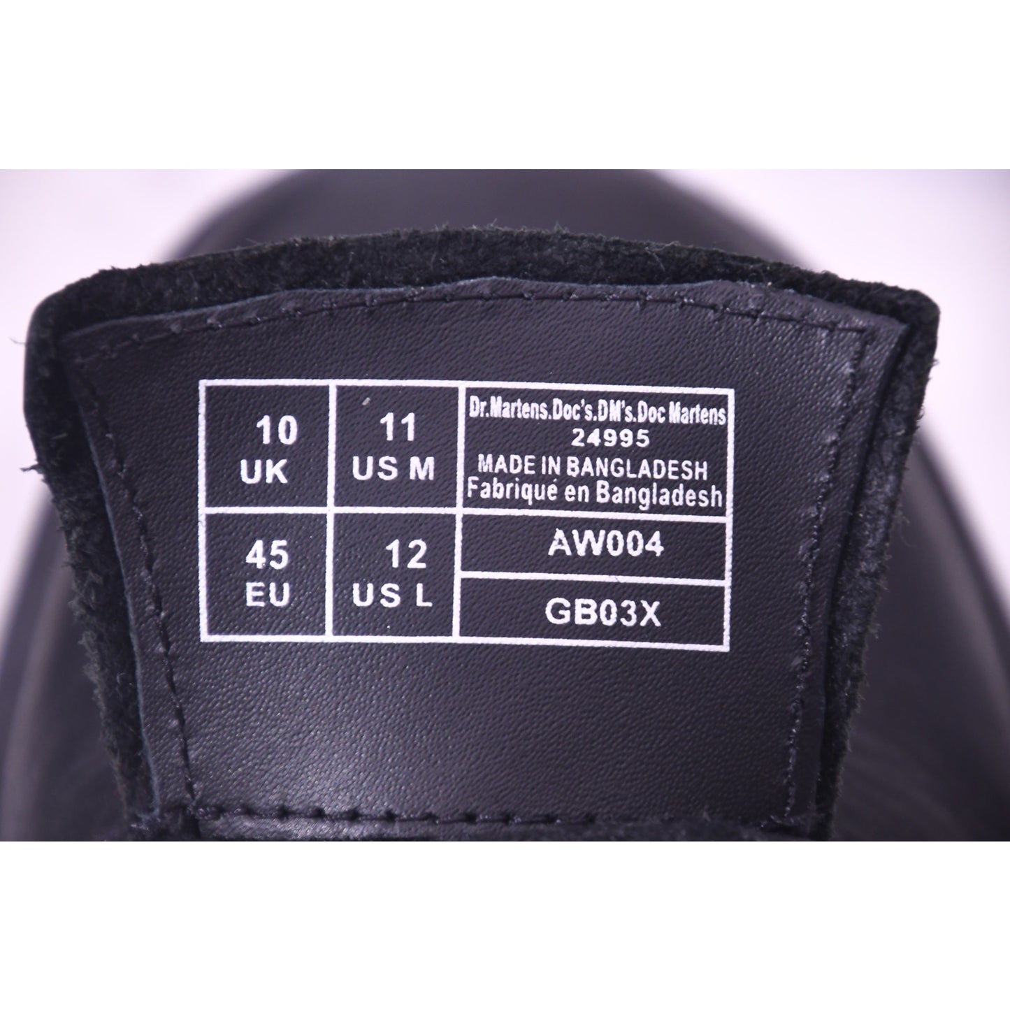 Dr. Martens 24995 3 Eye Oxford Black Leather Shoes US Men 11 EU 45
