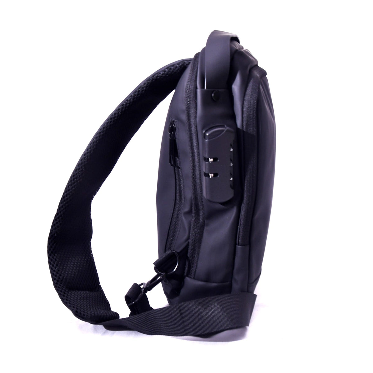 Black Sling Crossbody Bag USB Charging Port Combination Lock Anti-Theft Travel
