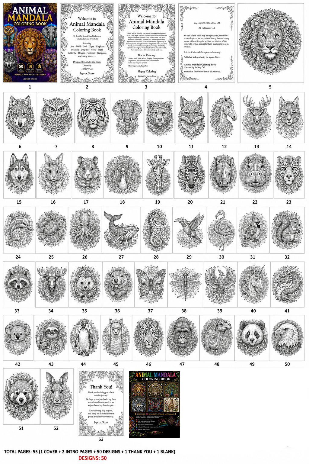 Animal Mandala Coloring Book