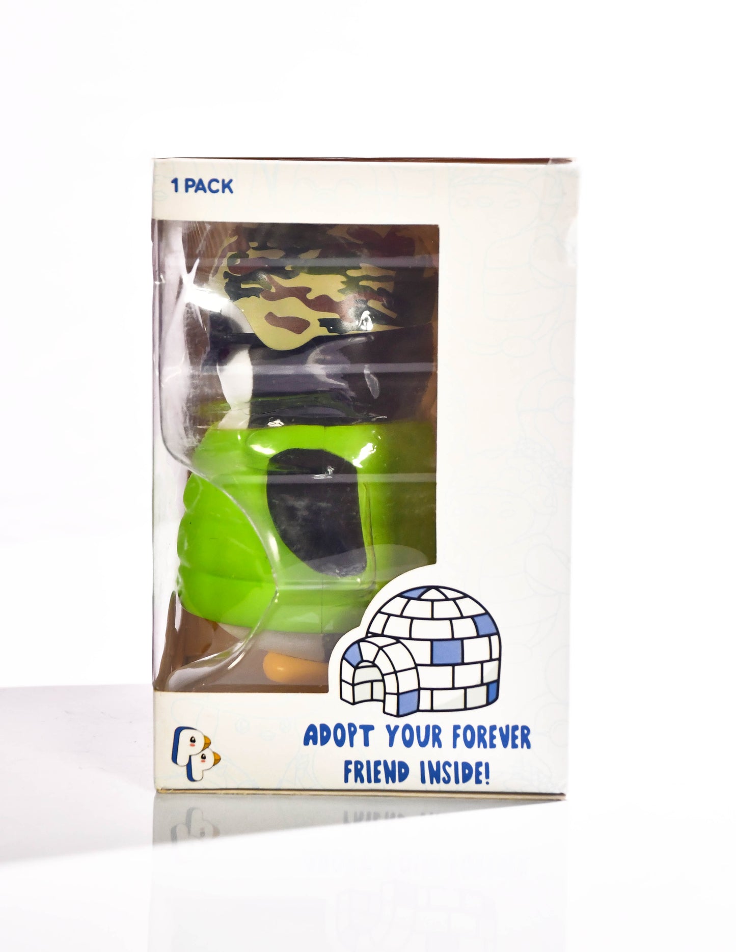 Pudgy Penguins Figure/Green Vest, Camo Hat, Glasses