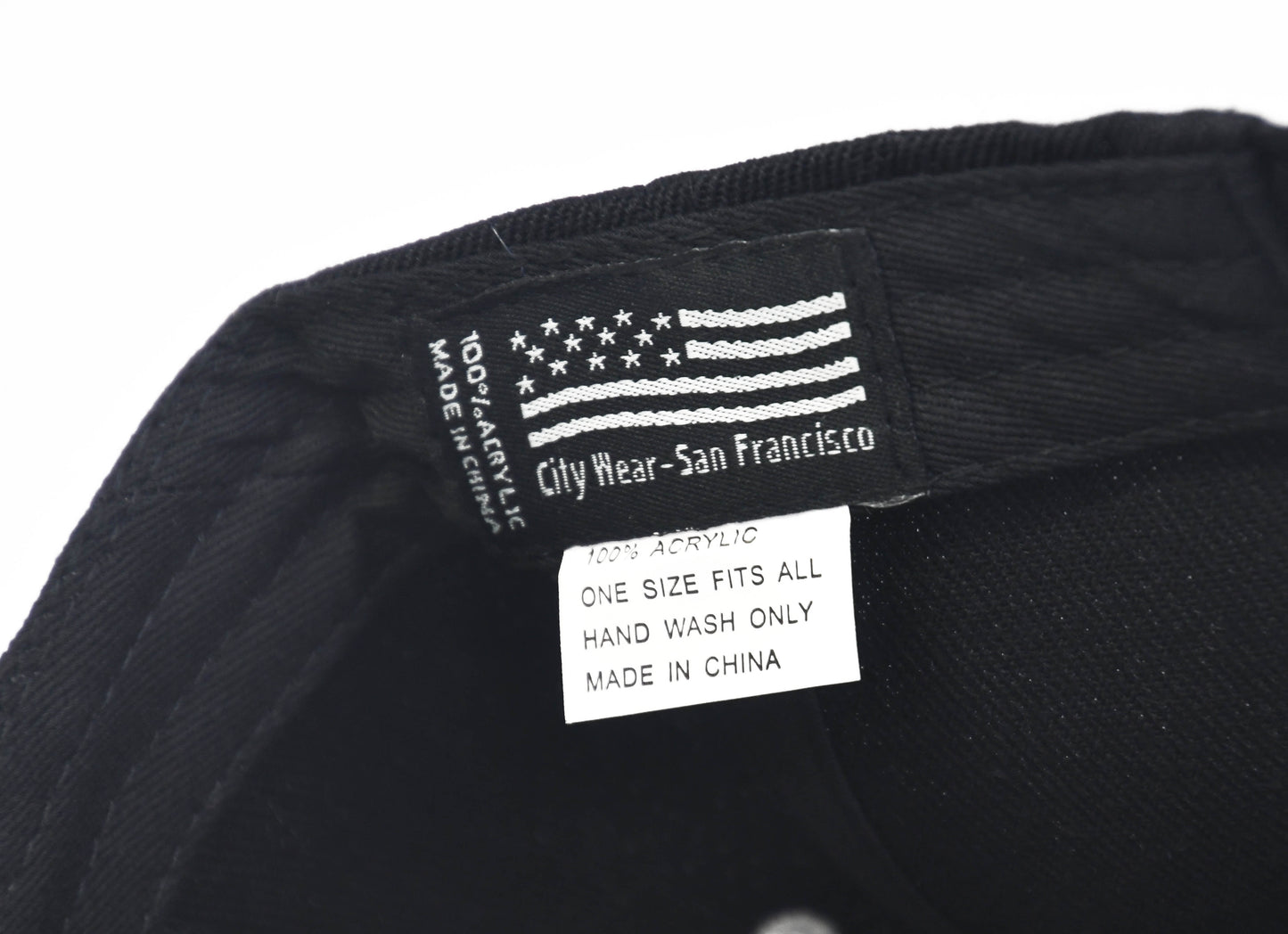 San Francisco Strapback Hat Black One Size Adjustable