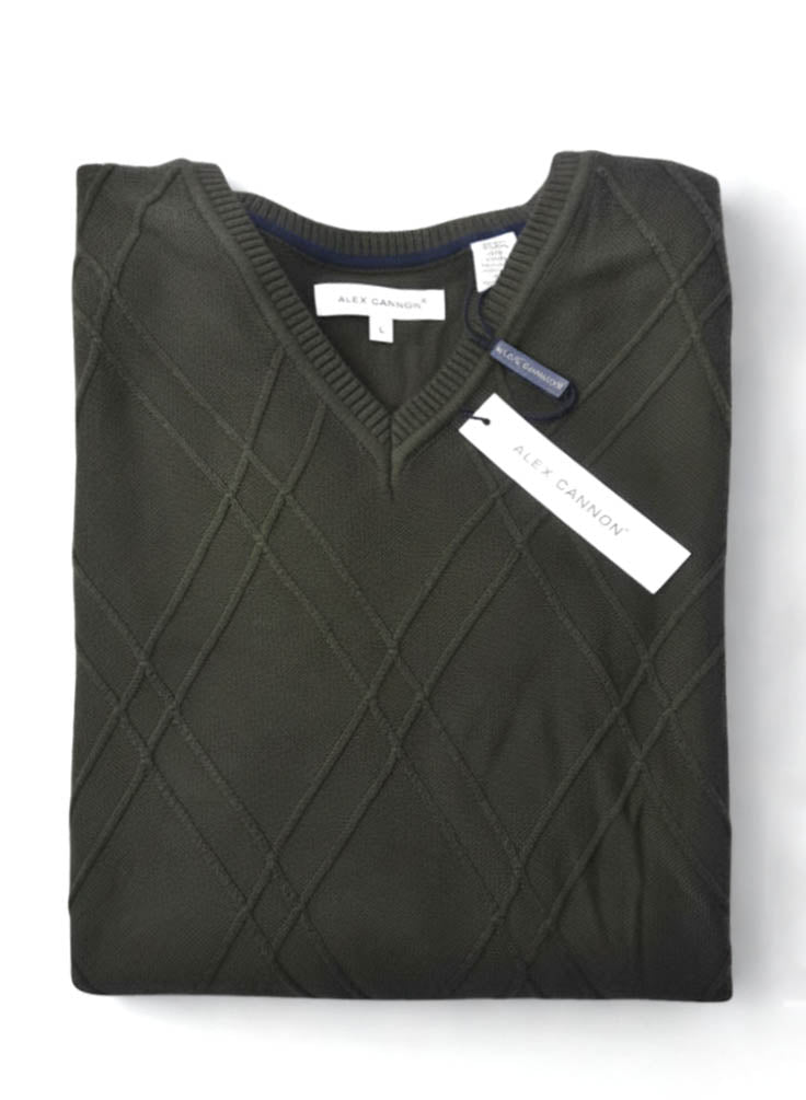 Alex Cannon Sweater Vest Men's Size Quilted Shoulders Sleeveless Knitted "Sale"