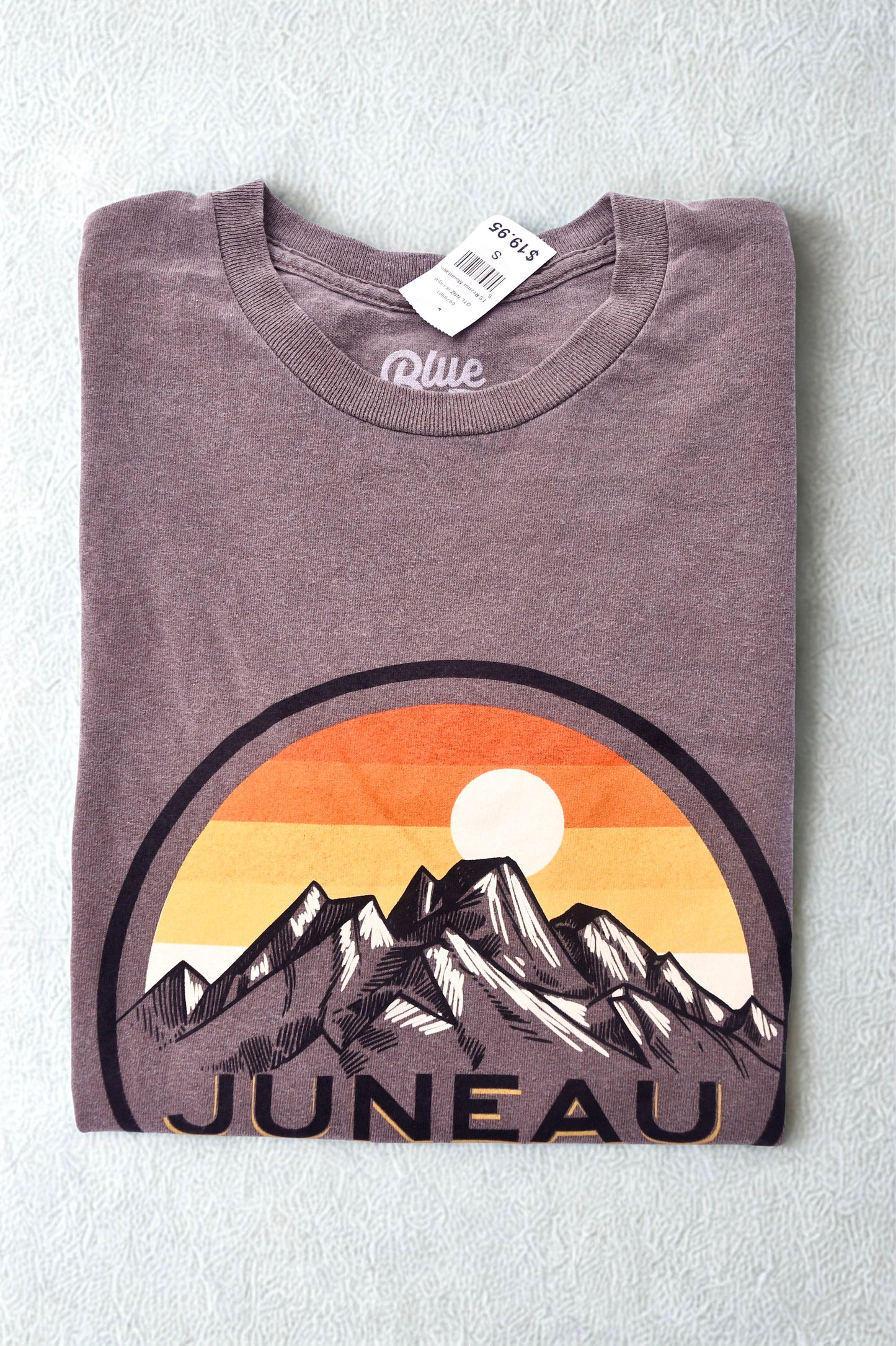 Juneau Alaska Last Frontier Mountain Sunset Graphic Tee Mens Small Blue 84