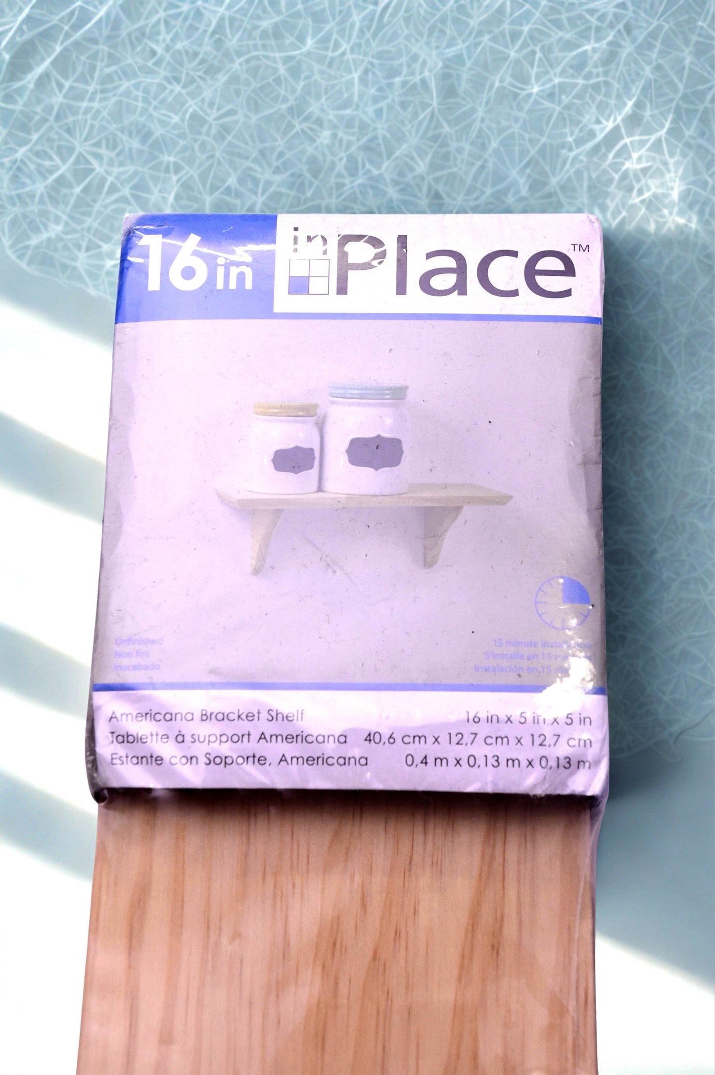 inPlace 16in Americana Bracket Shelf Unfinished Wood Wall Shelf 16 x 5 x 5 New