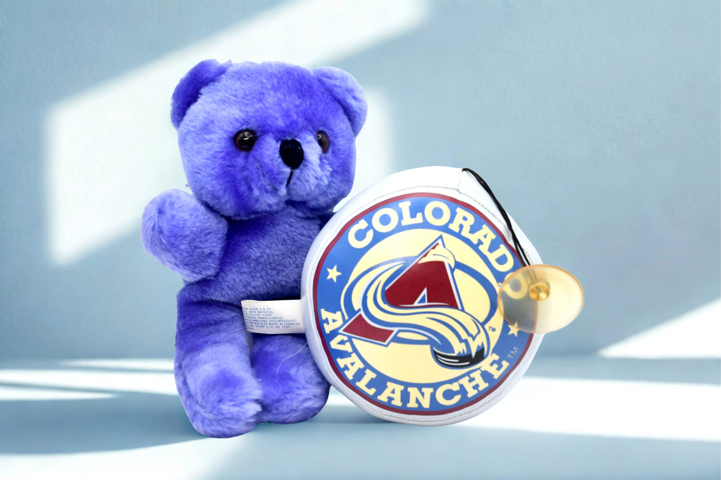 NHL Colorado Avalanche Plush Bear Hockey Puck Souvenir Purple Stuffed Animal