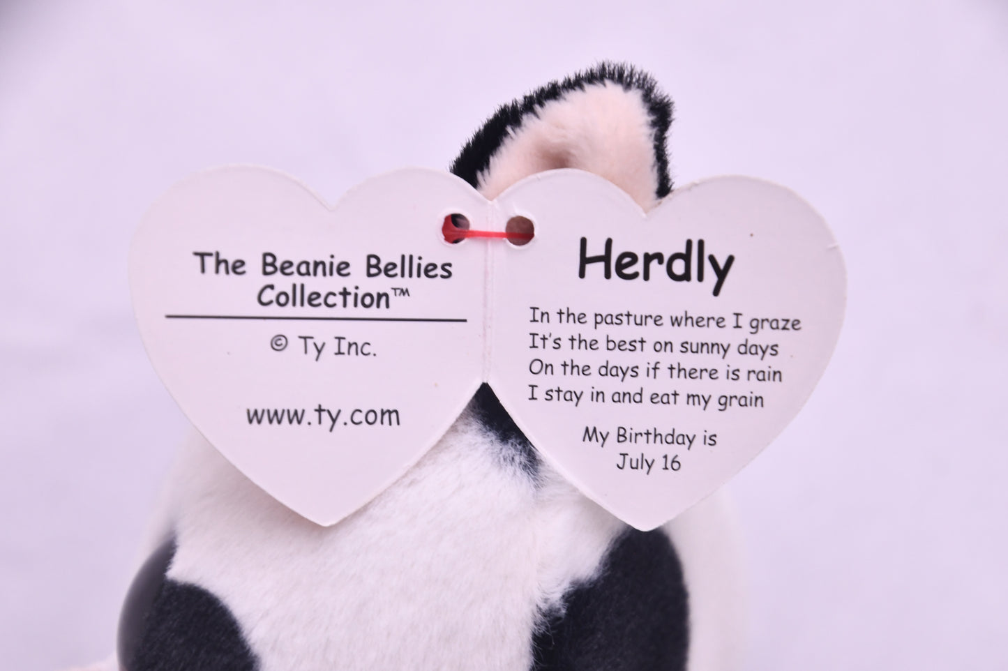 Ty Beanie Bellies Herdly Cow Plush Blue Glitter Eyes Stuffed Animal NWT 8 Inch