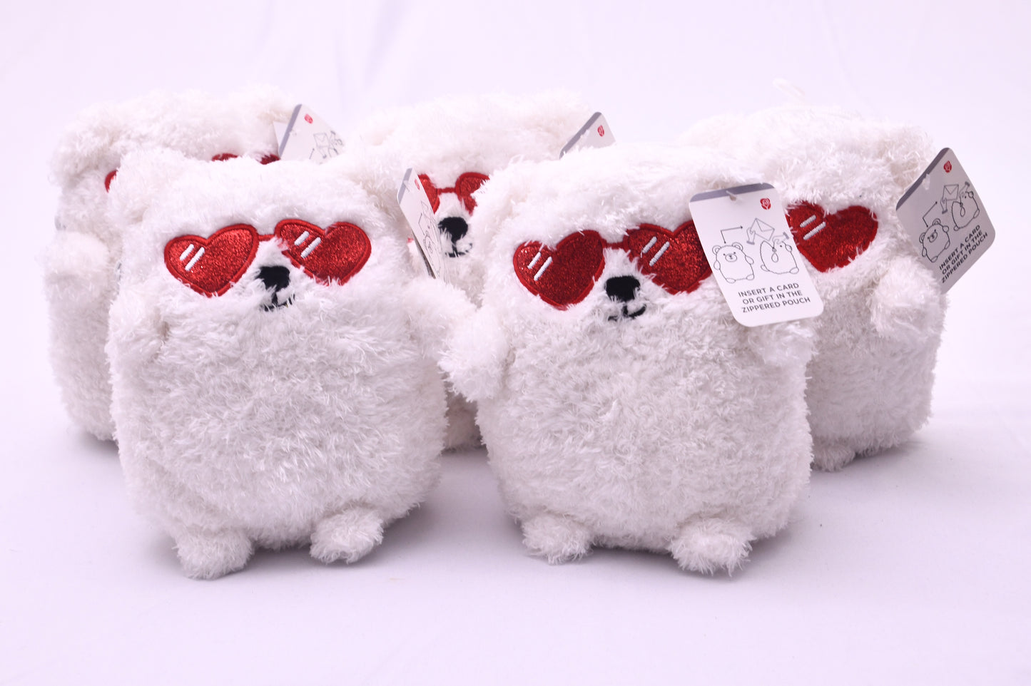 American Greetings Plush Gift Card Holder White Bear Heart Sunglasses NWT