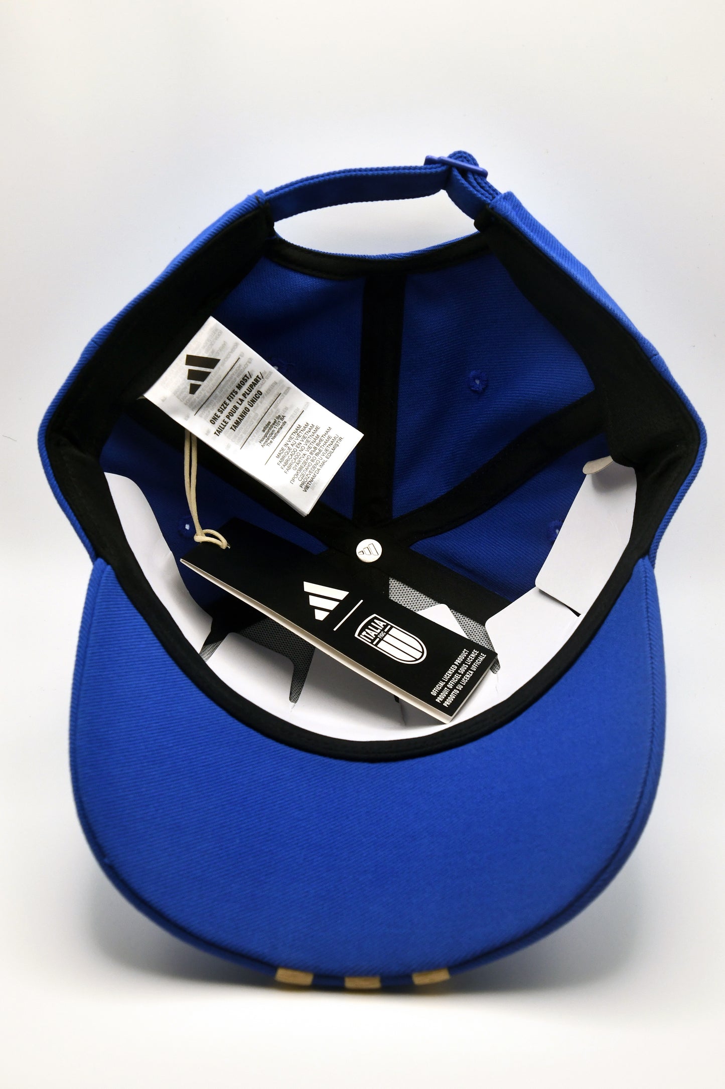 Adidas Italy FIGC Soccer Baseball Cap Hat Blue Gold OSFM Adjustable NWT