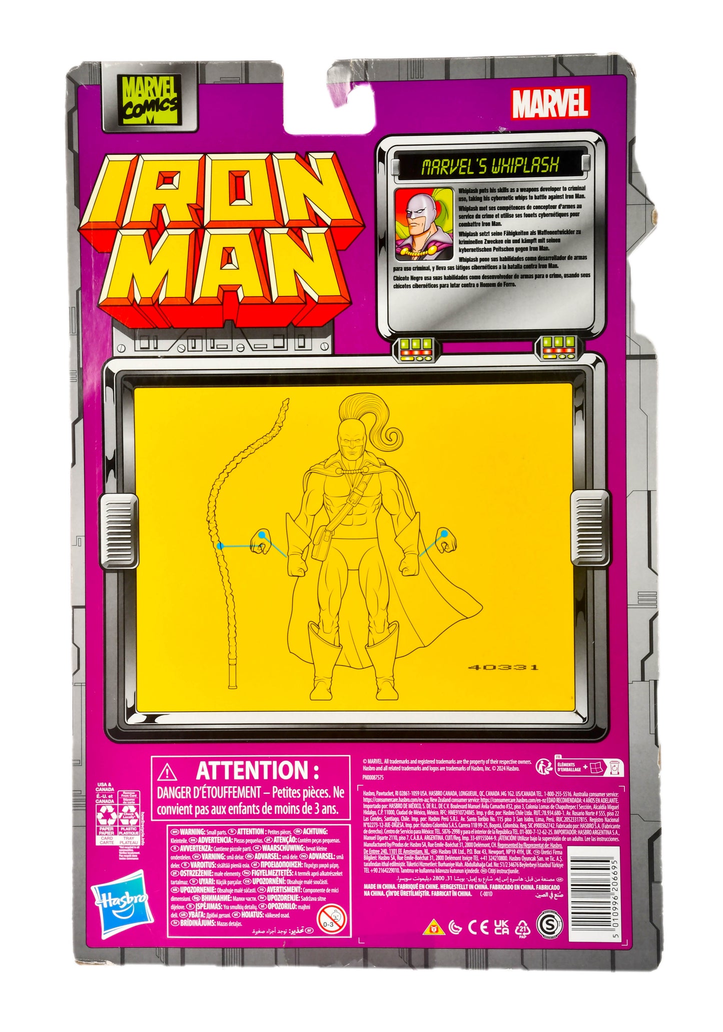 Marvel Legends Series Marvel's Whiplash, Iron Man Comics Collectible 6-Inch Action Figure, Retro-Inspired Blister Card