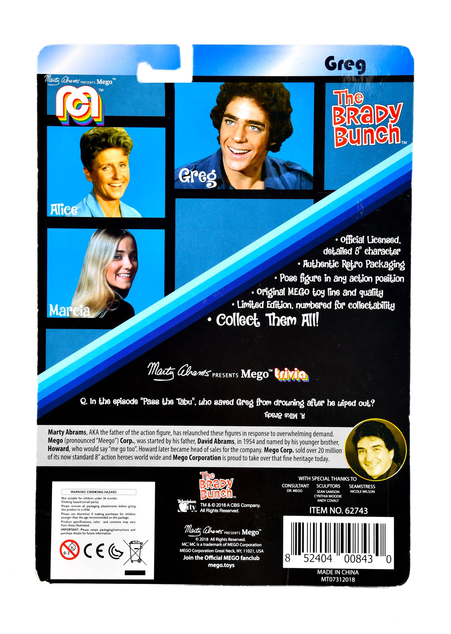 Greg The Brady Bunch Action Figure 8” Mego #from 7362/10000 Limited Edition NIB