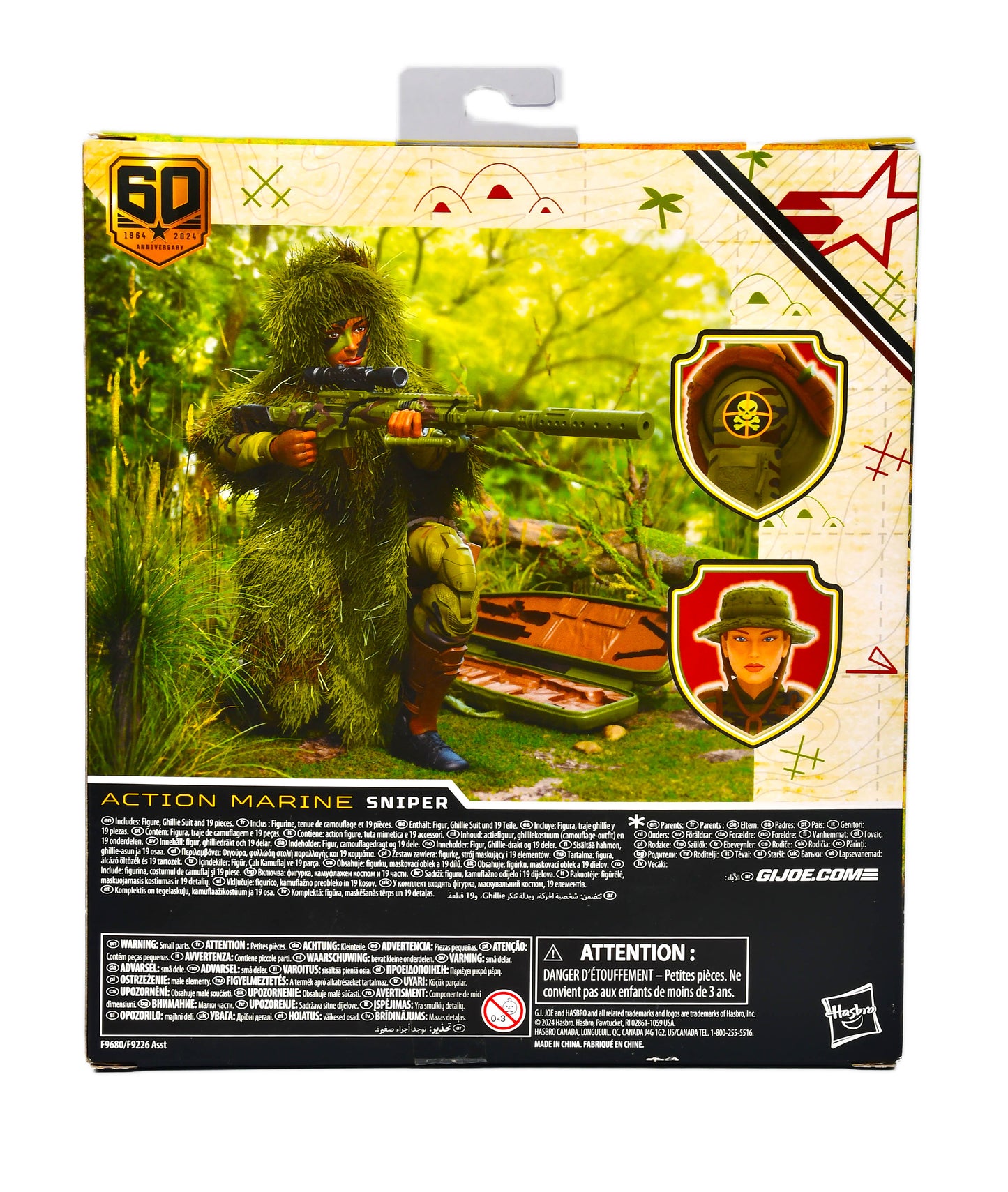 G.I. Joe Classified Series 60th Anniversary Action Marine - Sniper, Collectible 6 Inch Action Figure with Ghillie Suit and 19 Accessories