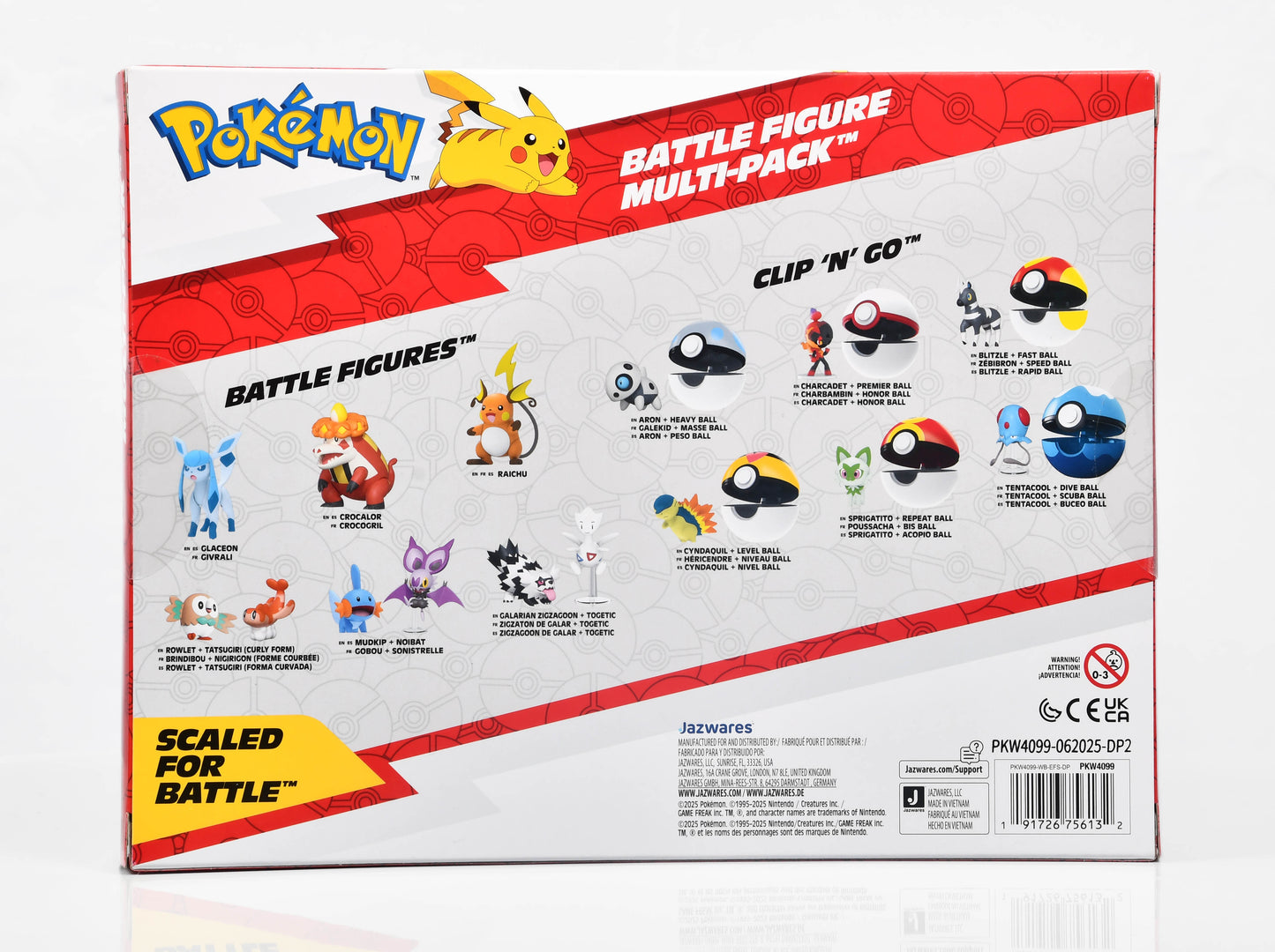 Pokémon Battle Figure 6 Pack - Features 2-Inch Pikachu, Joltik, Galarian Darumaka, Riolu, Chikorita and Cleffa Battle Figures