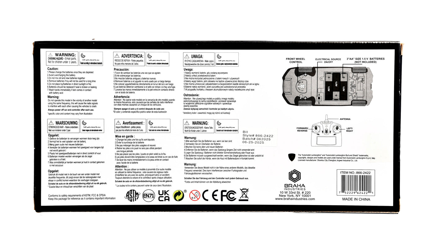 Braha Lamborghini Centenario Black / Red 1:24 Remote Control Car Officially Licensed