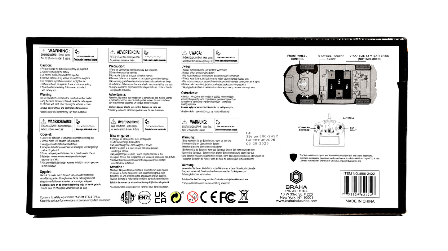 Braha Lamborghini R/C Car 1:24 Red Sesto Elemento W Remote Control