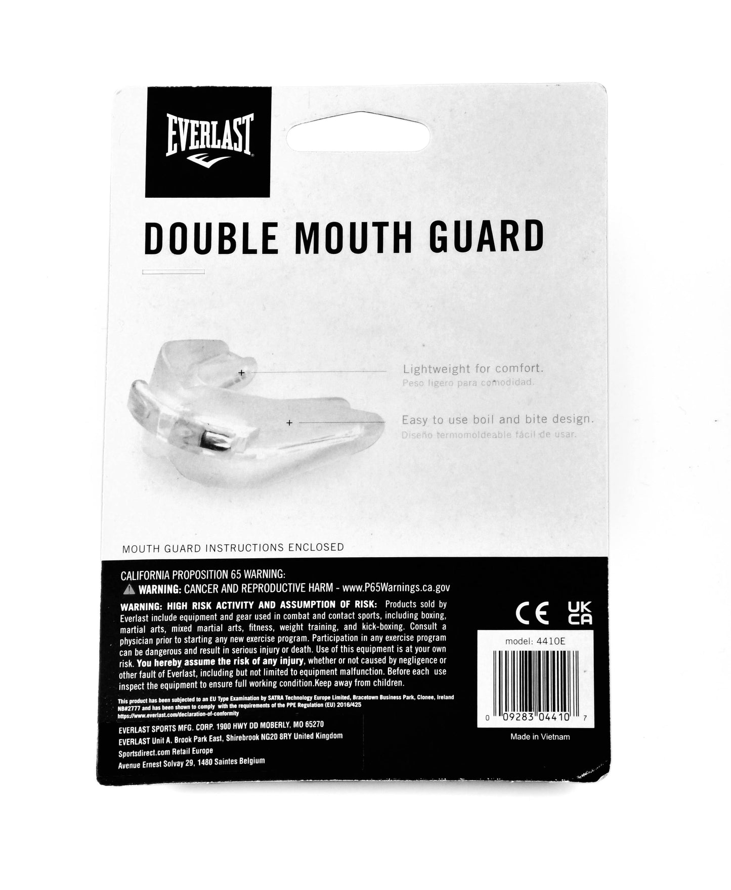 Everlast DOUBLE MOUTH GUARD Clear CONTACT SPORT Lightweight Comfort
