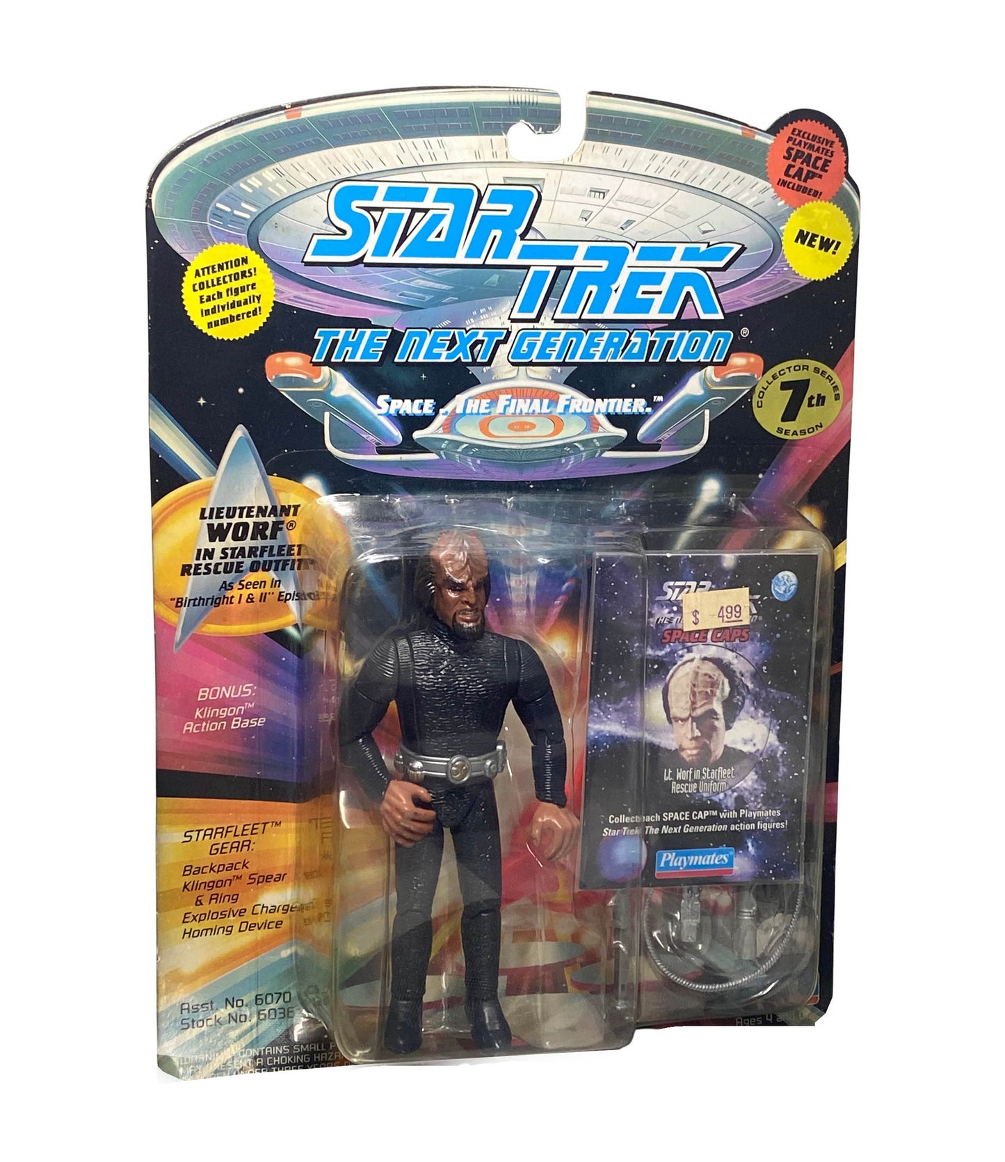 1993 PLAYMATES STAR TREK NEXT GENERATION LT. WOLF IN STARFLEET RESCUE UNIFORM