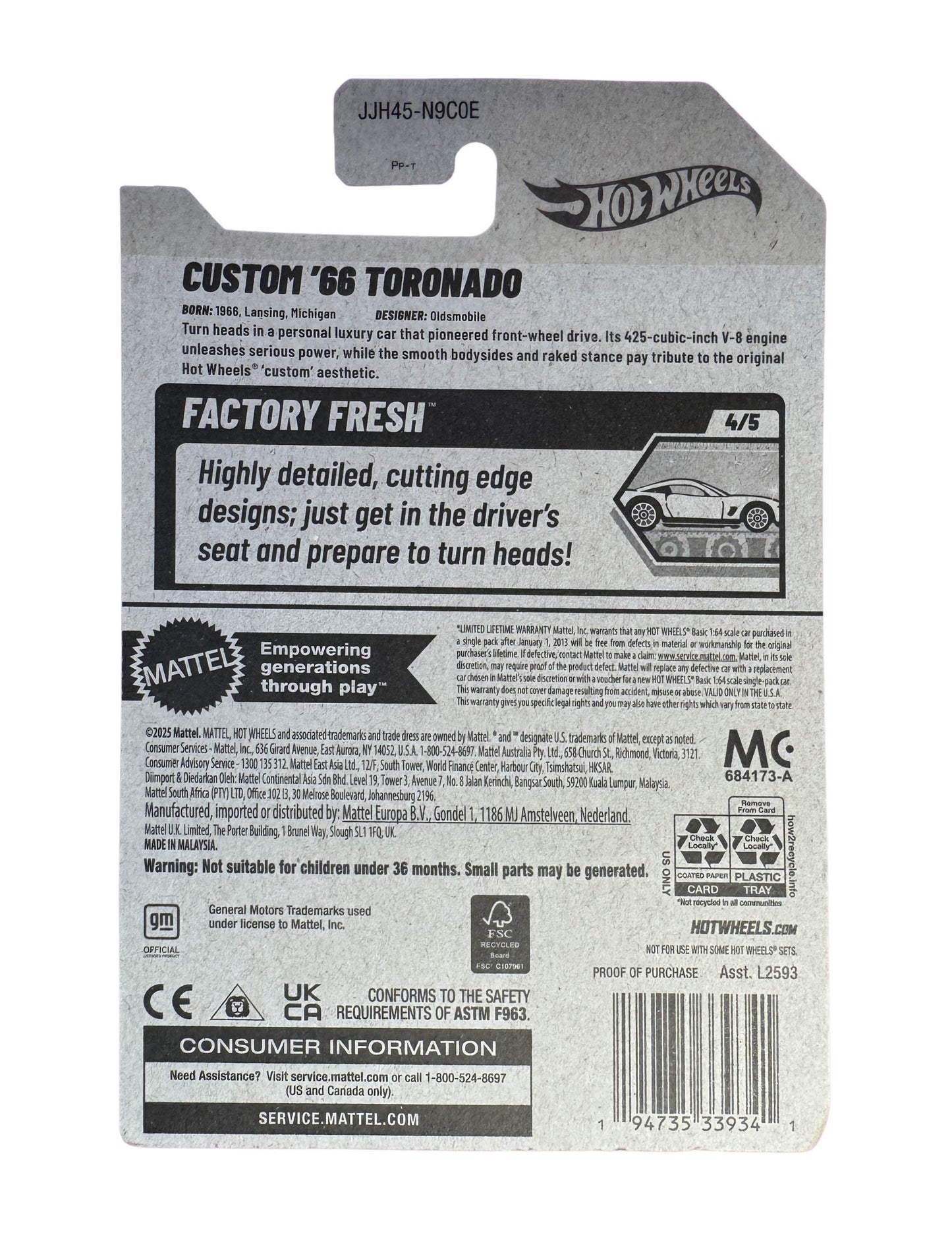 HOT WHEELS 2026 CUSTOM '66 TORONADO METALFLAKE TARGET RED 114/250 NEW MODEL