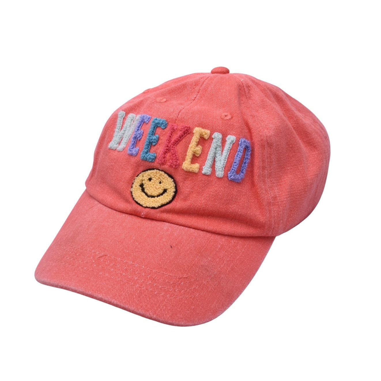 Weekend Smiley Face Pink Dad Hat Adjustable Cotton Cap DK Caps