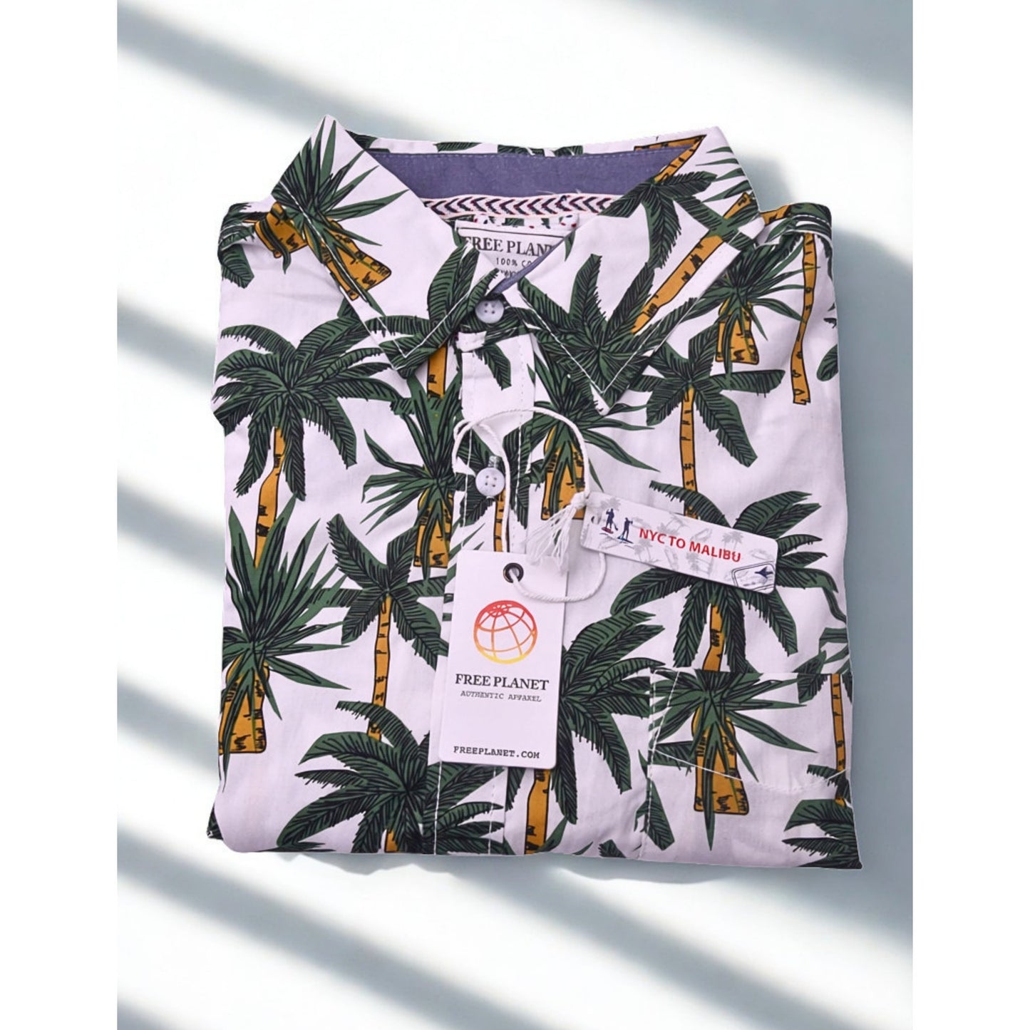 NWT Free Planet Tropical Palm Button-Up Shirt Men’s M Cotton