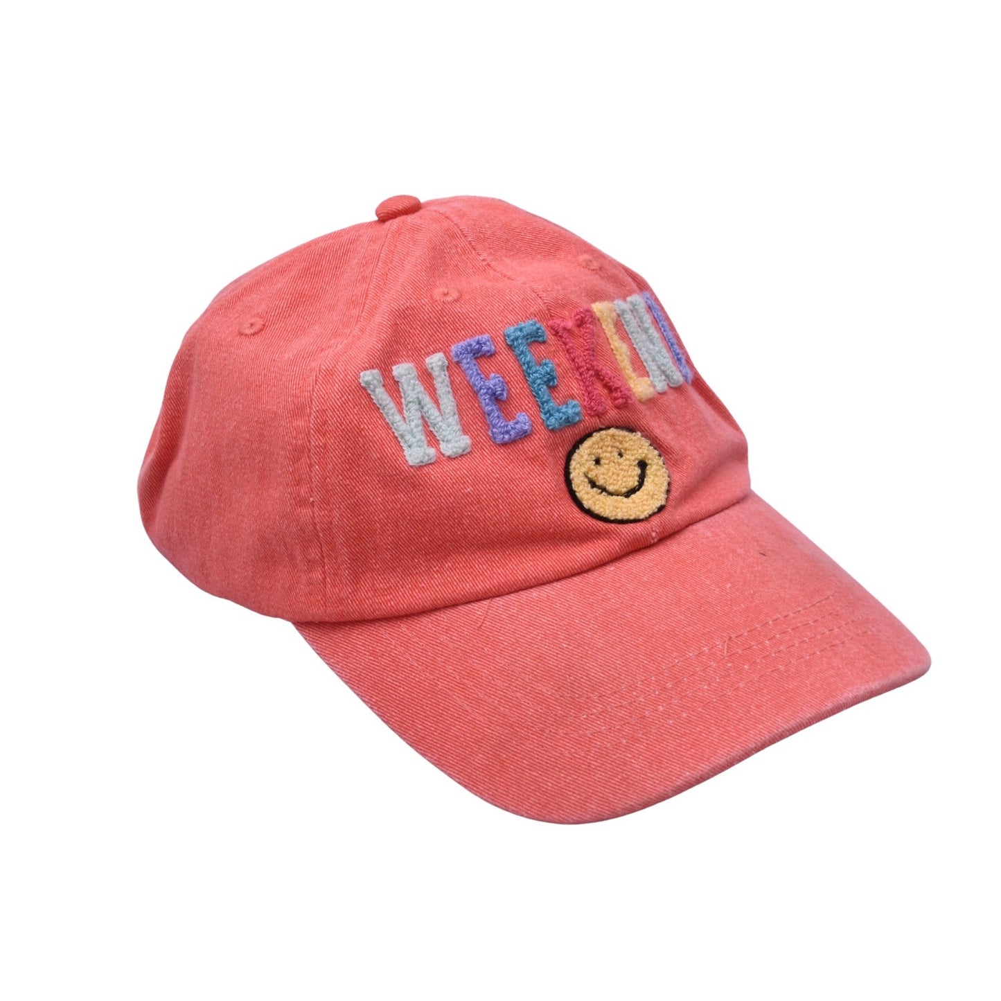 Weekend Smiley Face Pink Dad Hat Adjustable Cotton Cap DK Caps