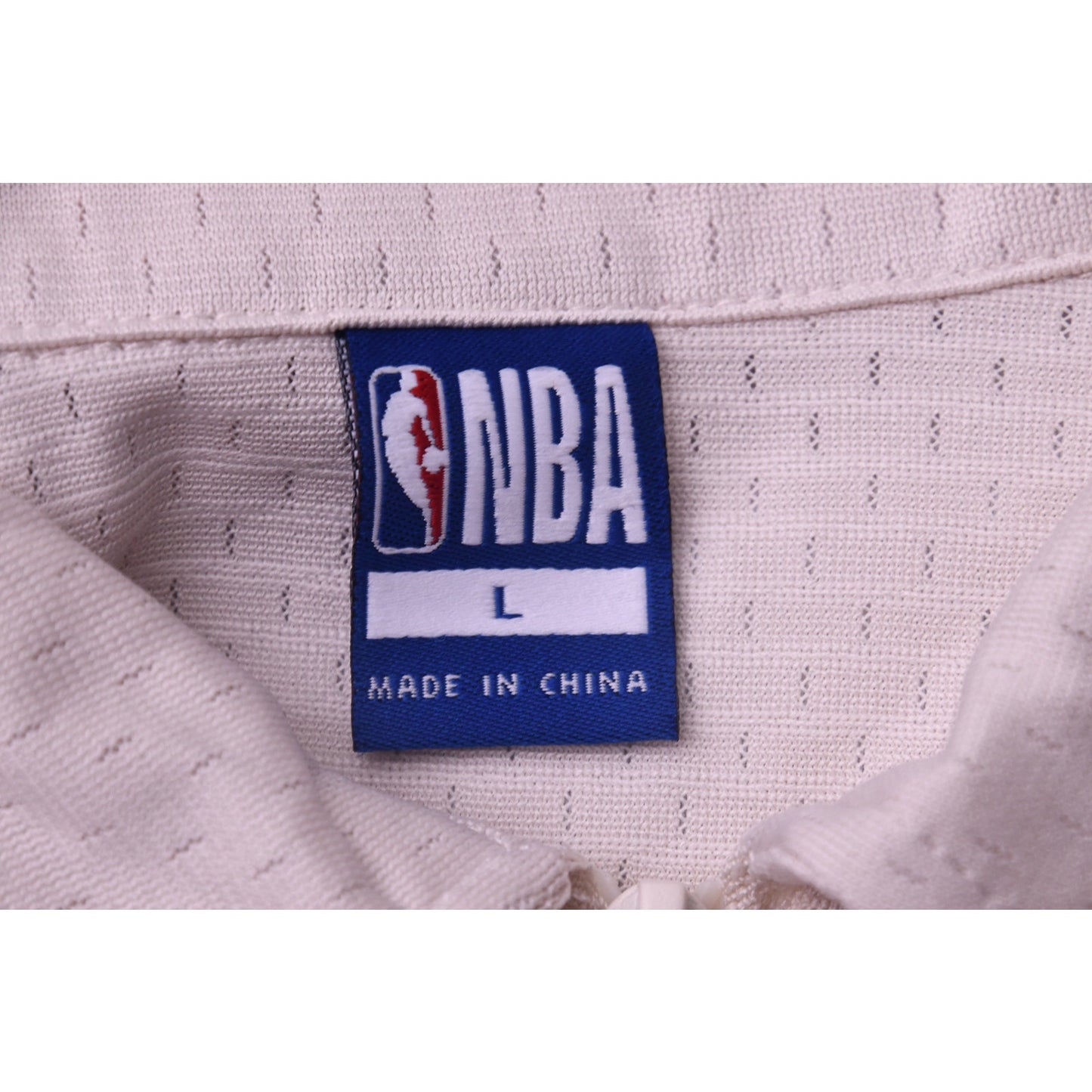 NWT NBA Lay Up Zip Up Polo Shirt Mens Large Cream Short Sleeve MSRP $40