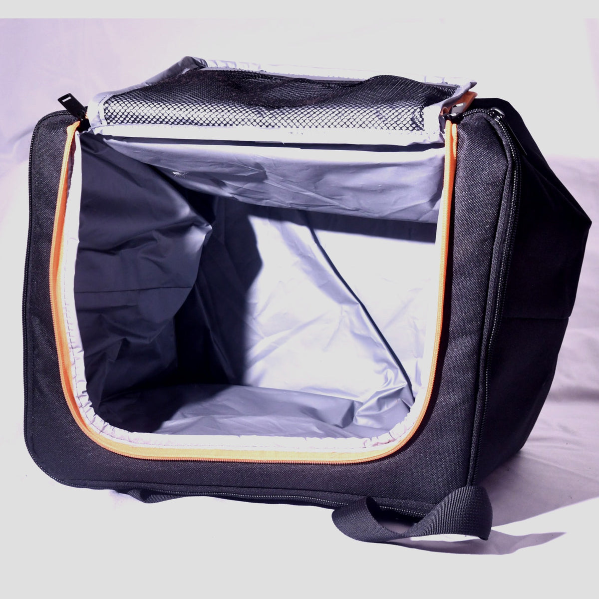 Large Insulated Cooler Bag Black Orange Zipper Soft Sided Food Drink Tote