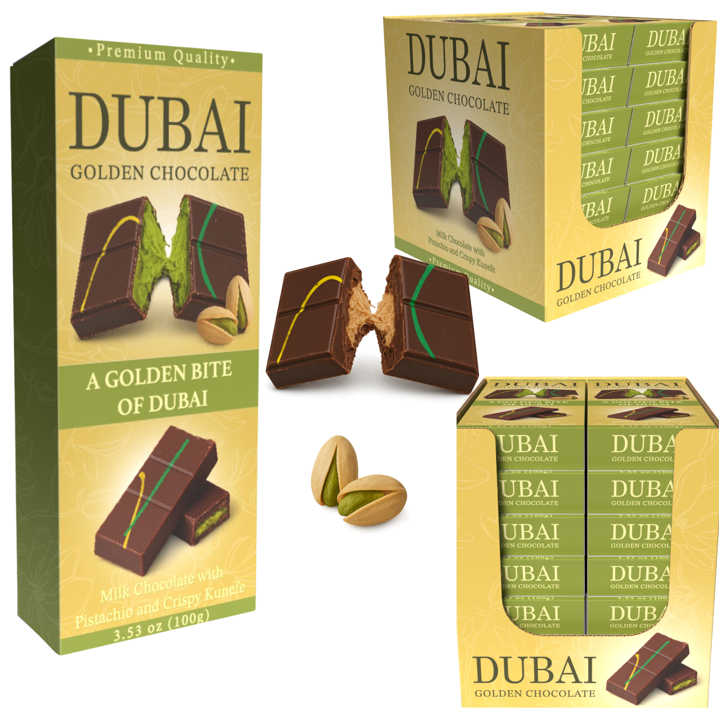 Dubai Chocolate Bar – Pistachio & Crispy Kunefe 3.53 oz