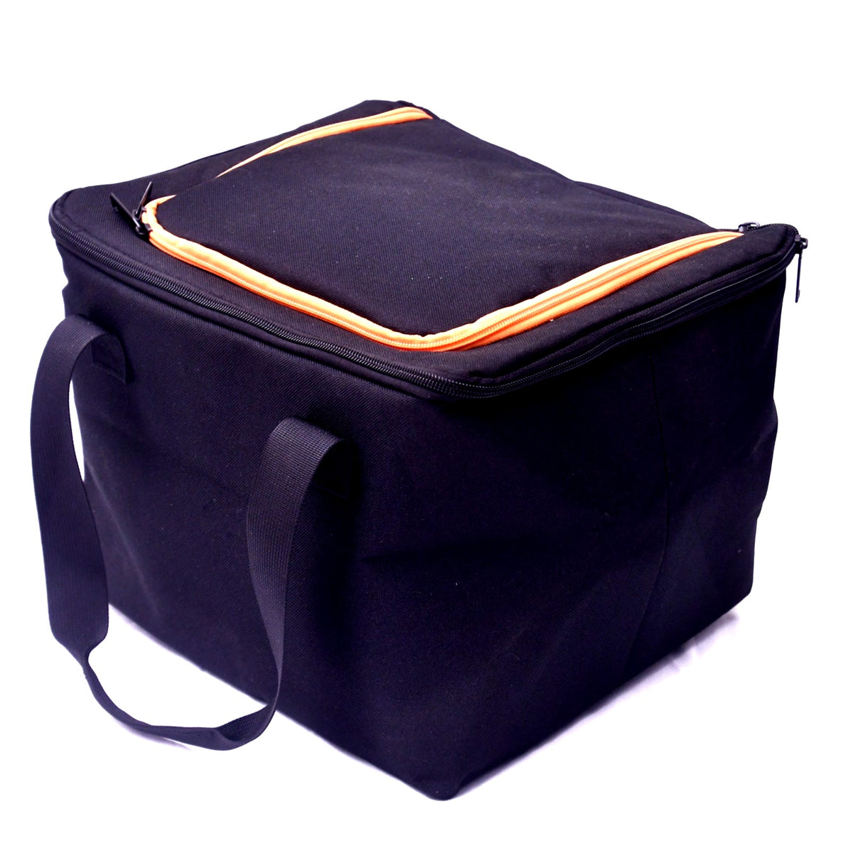 Large Insulated Cooler Bag Black Orange Zipper Soft Sided Food Drink Tote
