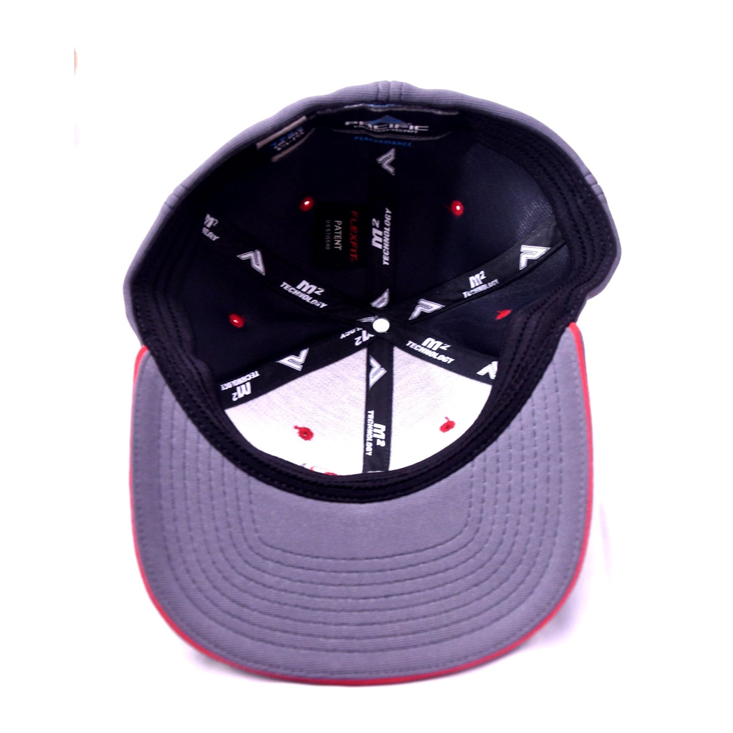 Pacific Headwear 798F Football Fitted Hat Gray Red SM-MED 6 7/8-7 3/8