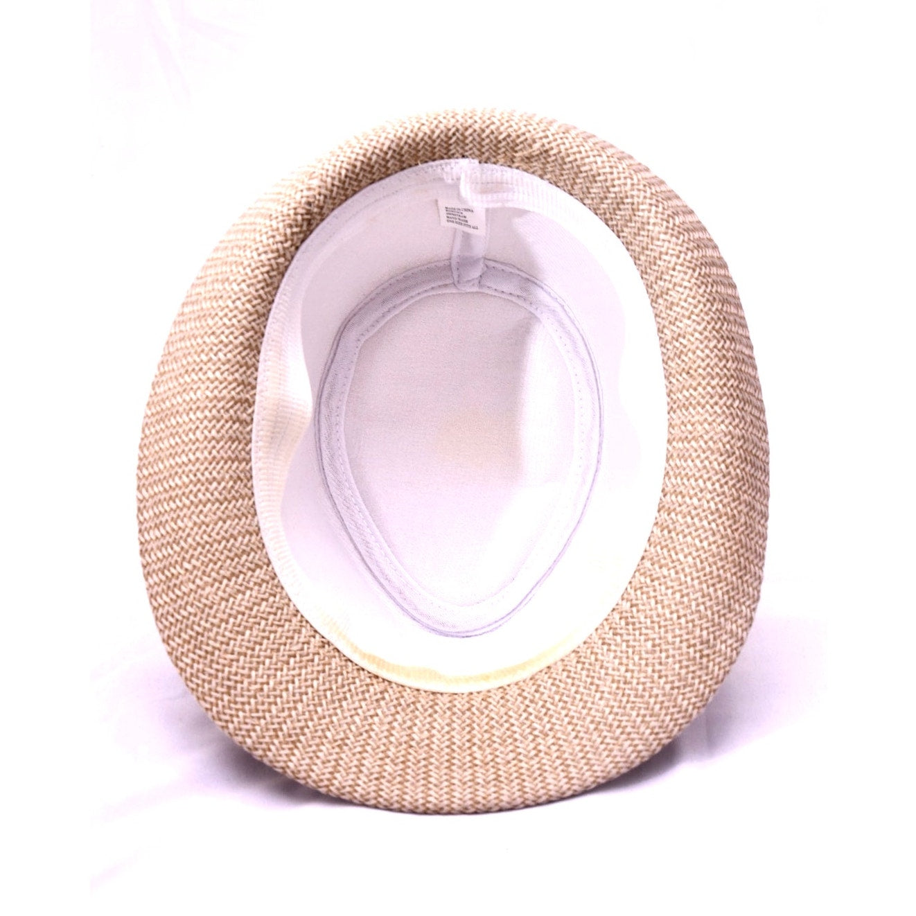Beige Straw Fedora Hat Black Band Summer Beach Sun Hat Unisex One Size