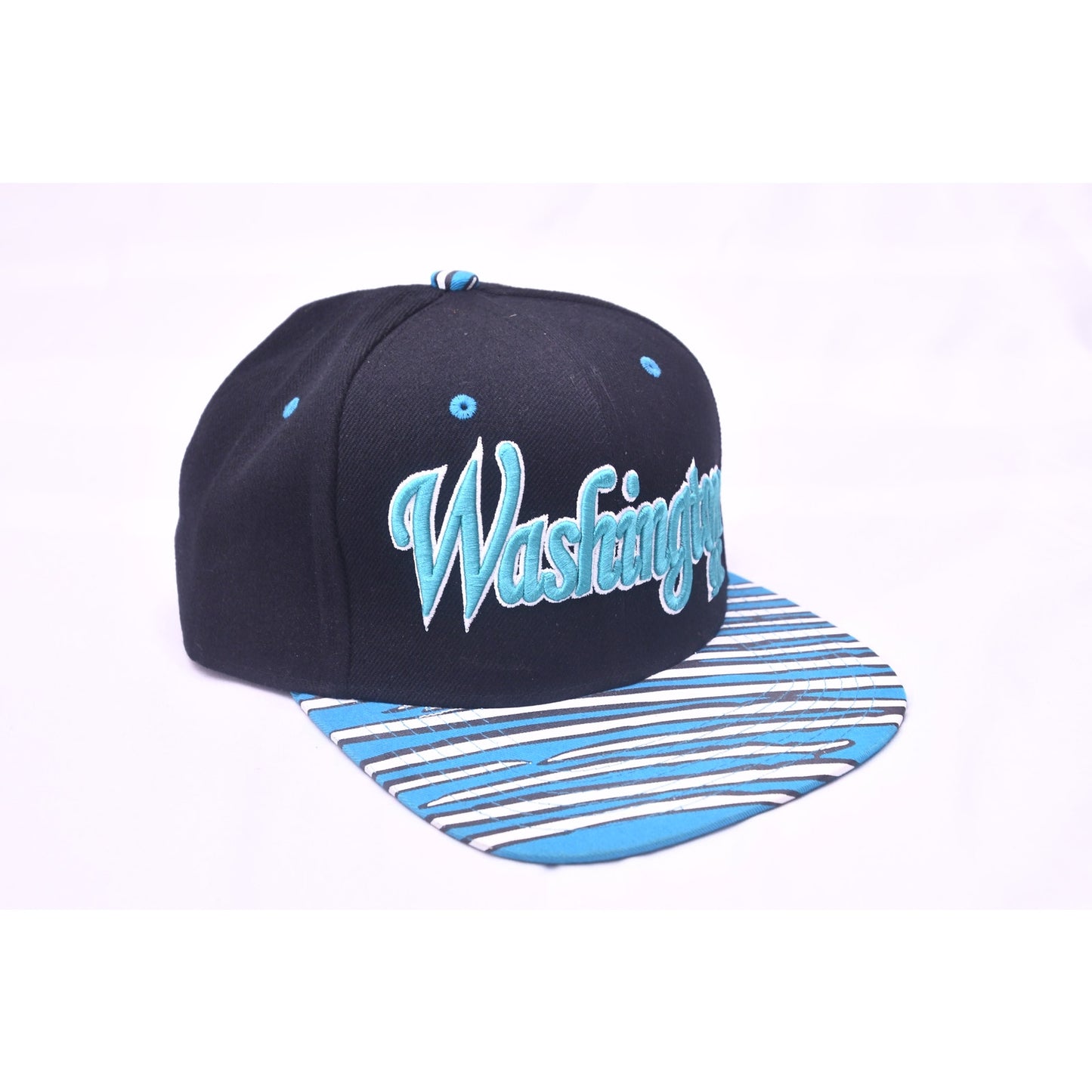 Washington DC Snapback Hat Black Blue Striped Flat Bill Cap City Hunter
