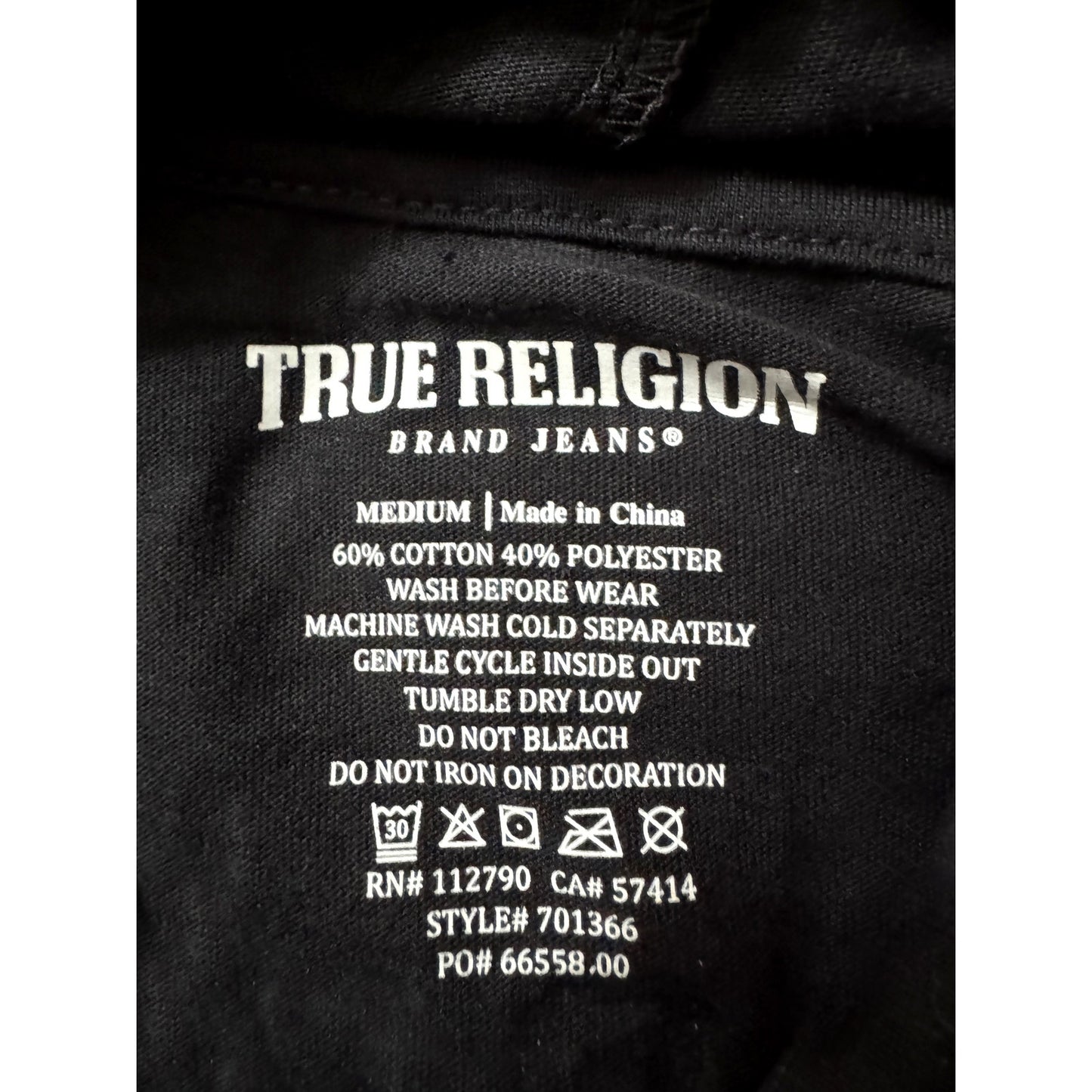 True Religion SS Hoodie Buddha Black Men's M NWT