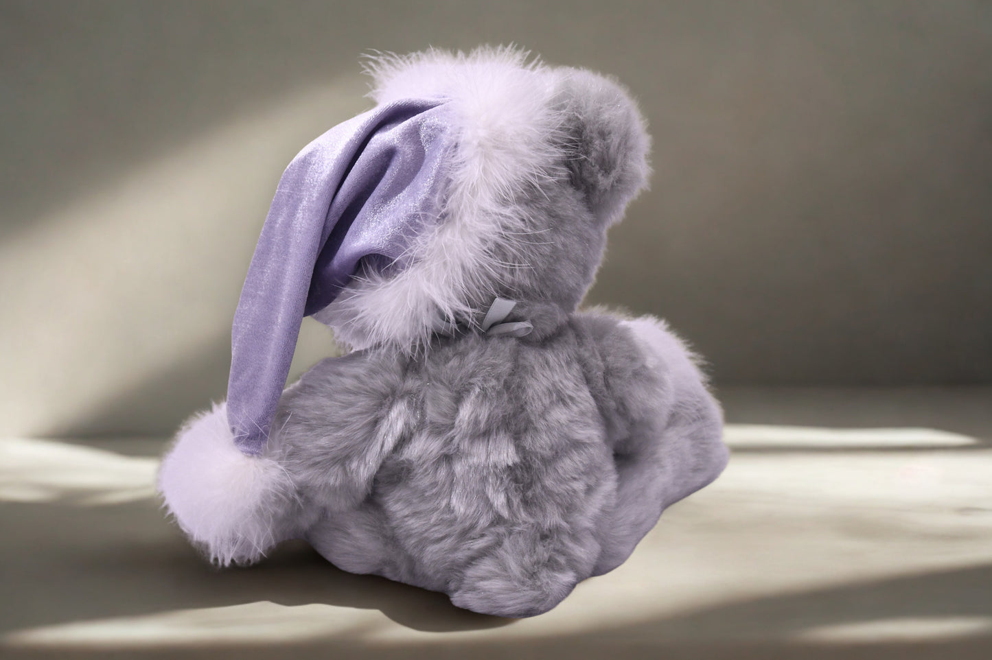 GAC 1999 Gray Teddy Bear Plush Purple Winter Hat Muff New with Tags