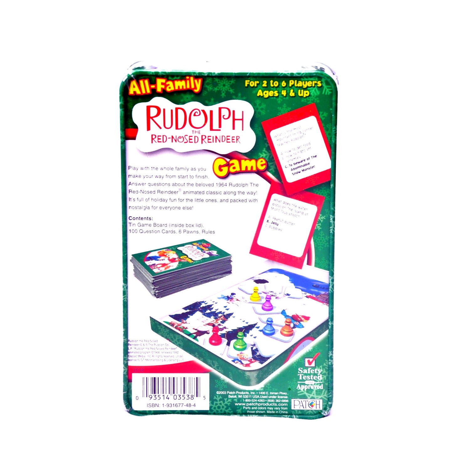 Patch Rudolph Red-Nosed Reindeer All Family Tin Game Sealed 2003 Christmas