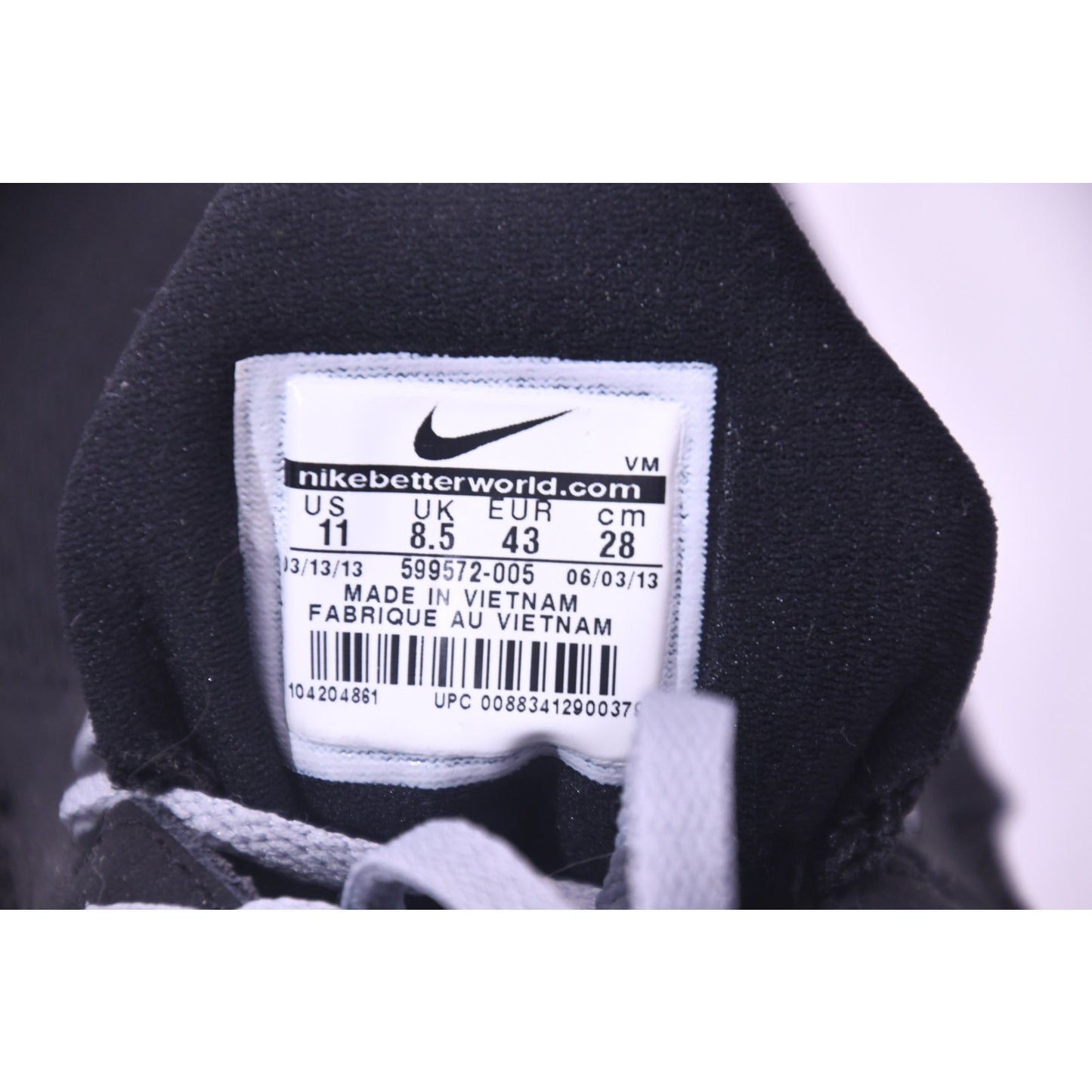 Nike Flex Experience RN 599572-005 Men's Size 11 Black White Running Shoes