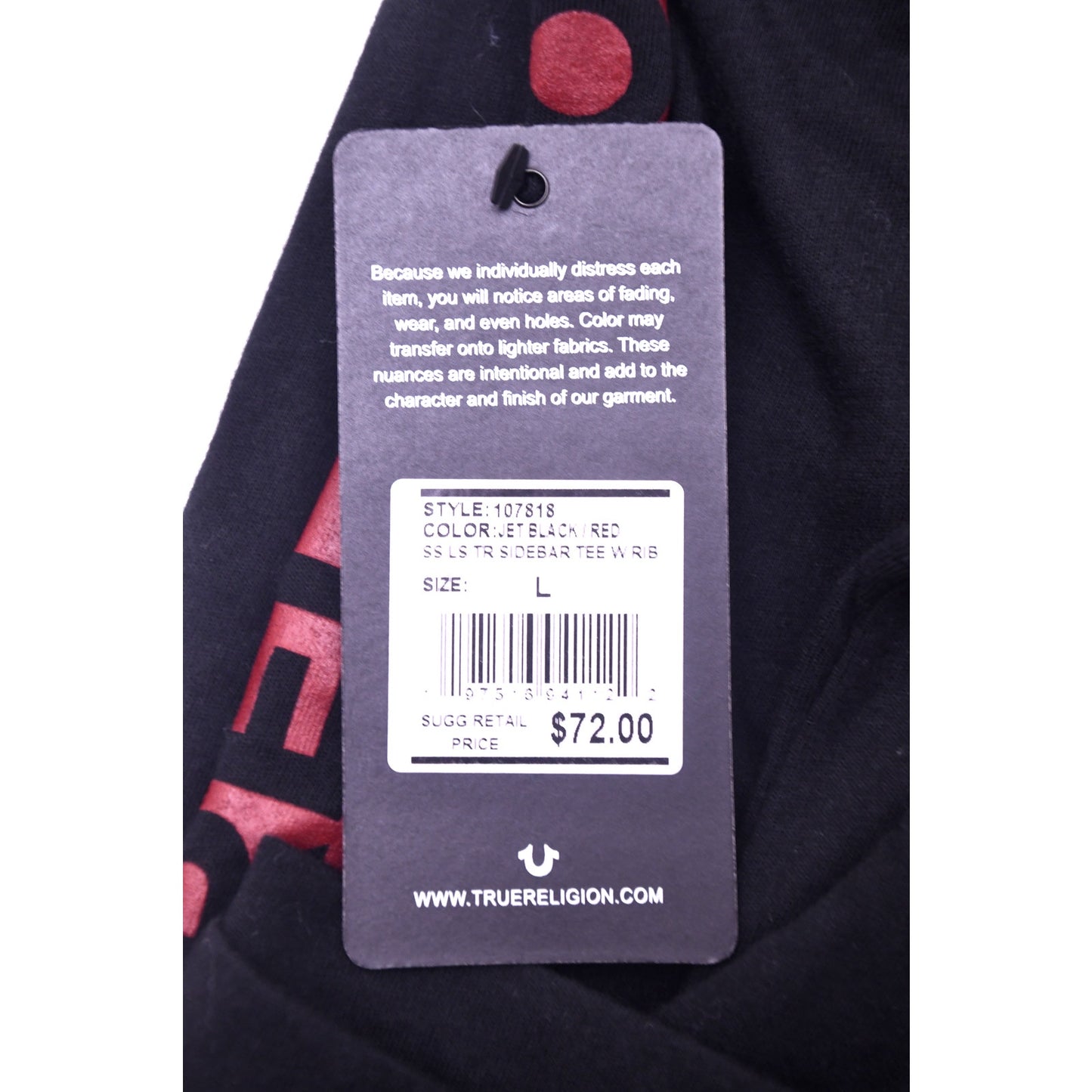 True Religion Buddha LS Tee Black Red Men's L NWT