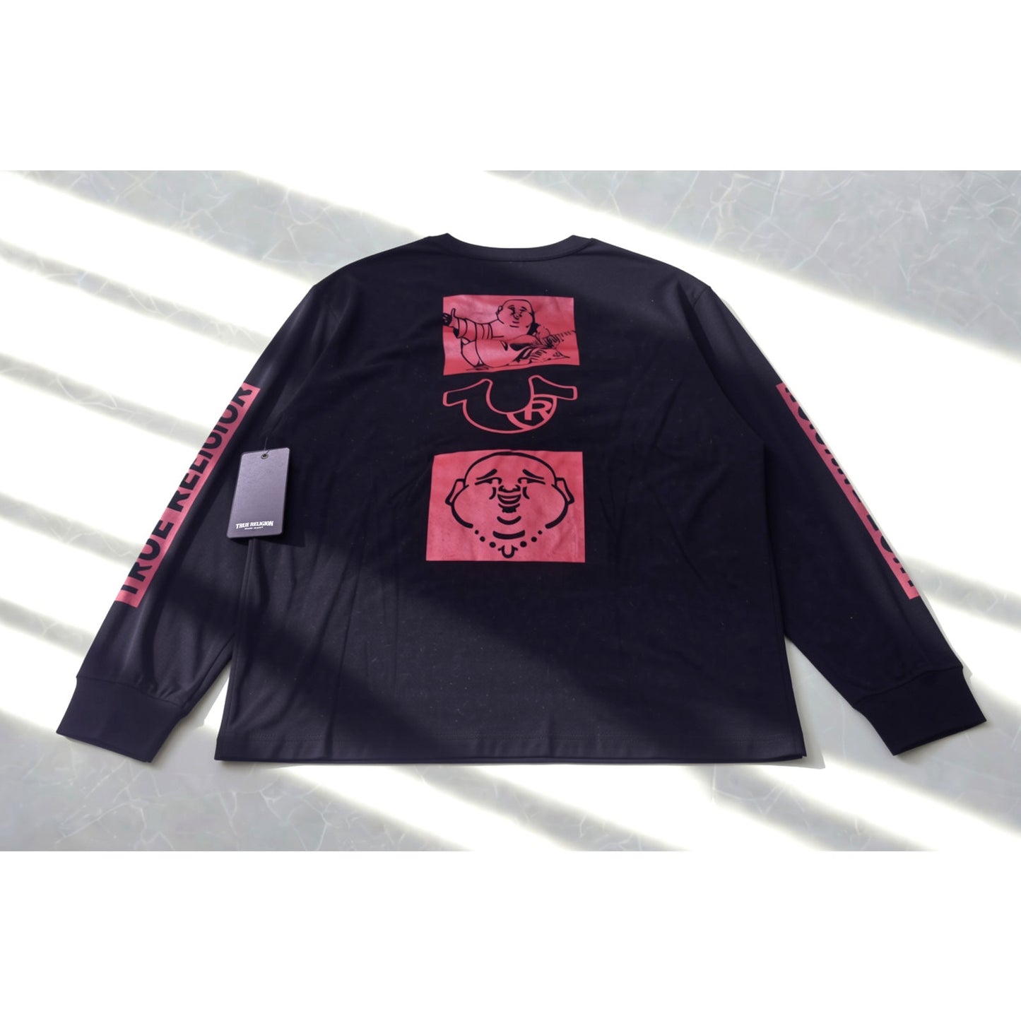 True Religion Buddha LS Tee Black Red Men's L NWT