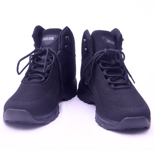 SHULOOK Men’s Hiking Boots Size 10.5 Black Mesh Lace Up Outdoor Trail Shoes