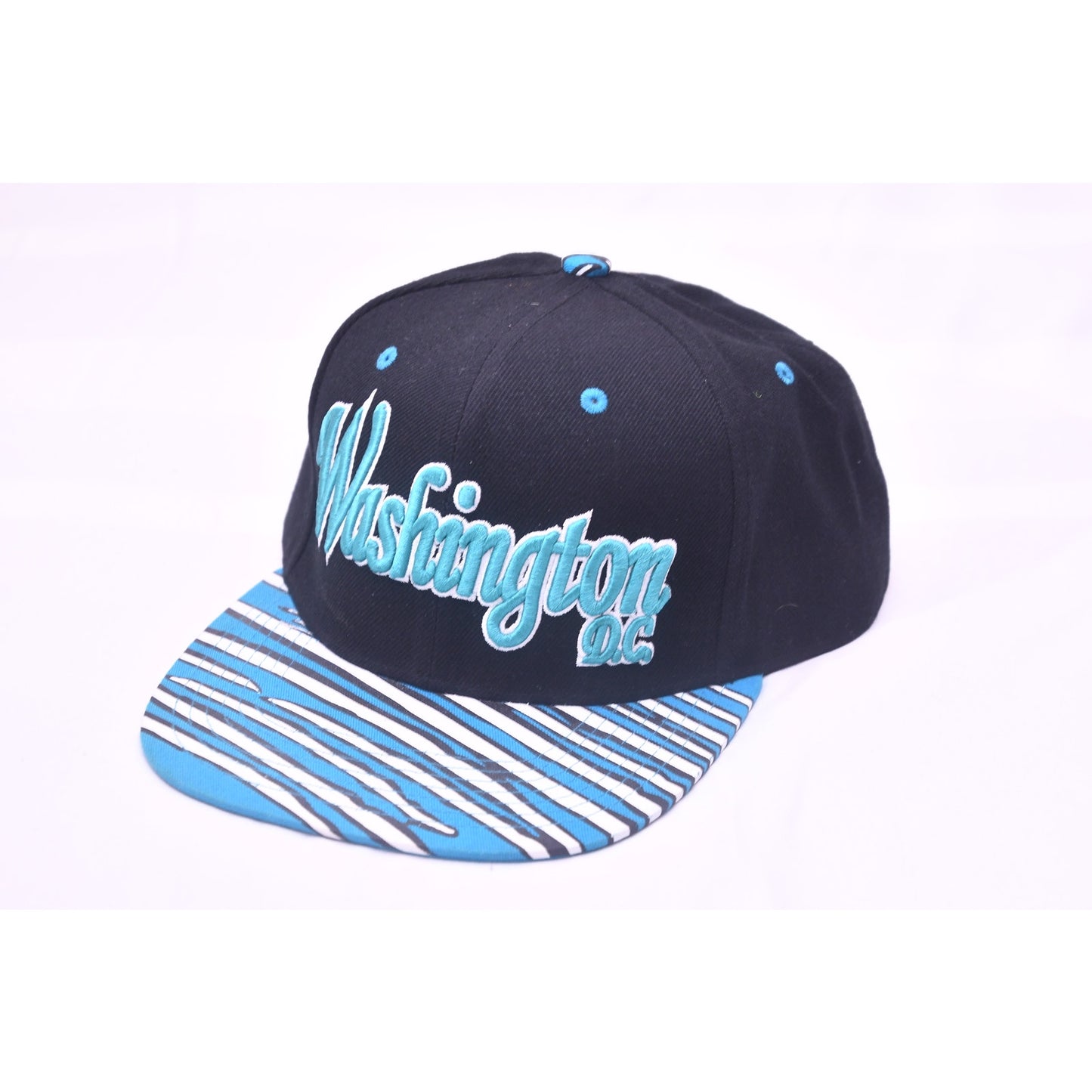 Washington DC Snapback Hat Black Blue Striped Flat Bill Cap City Hunter