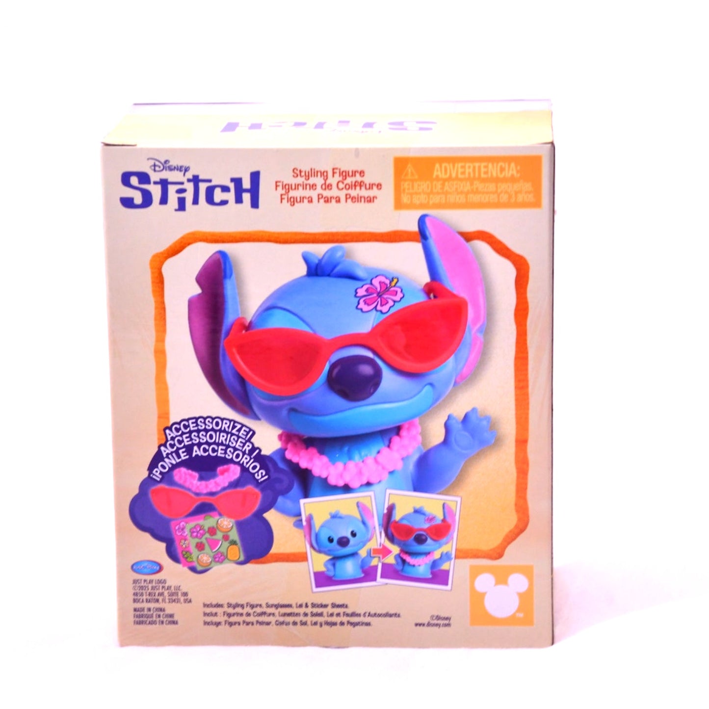 Disney Stitch Styling Figure with Sunglasses & Lei Toy Figure NIB Lilo & Stitch