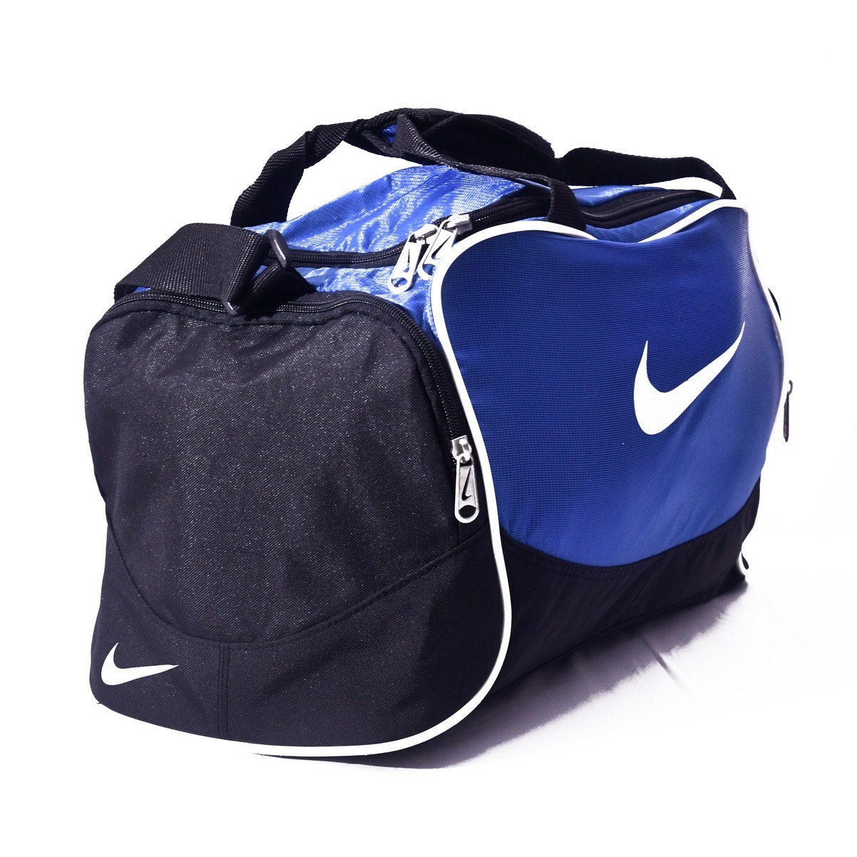 Nike Duffel Bag Blue Black Gym Sports Travel Shoulder Bag Multi Pocket