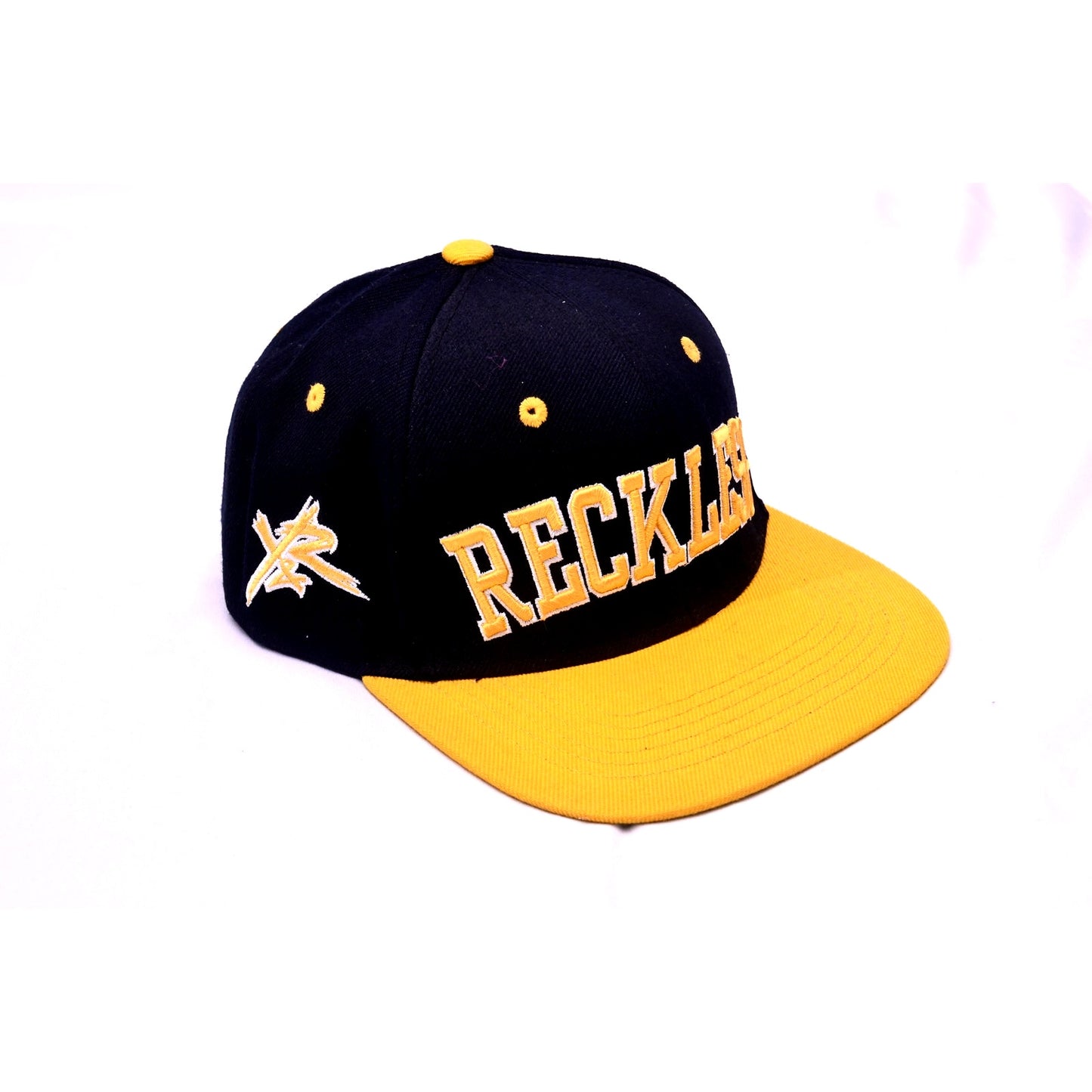 Young & Reckless RECKLESS Snapback Hat Black Yellow Flat Bill Cap OSFM