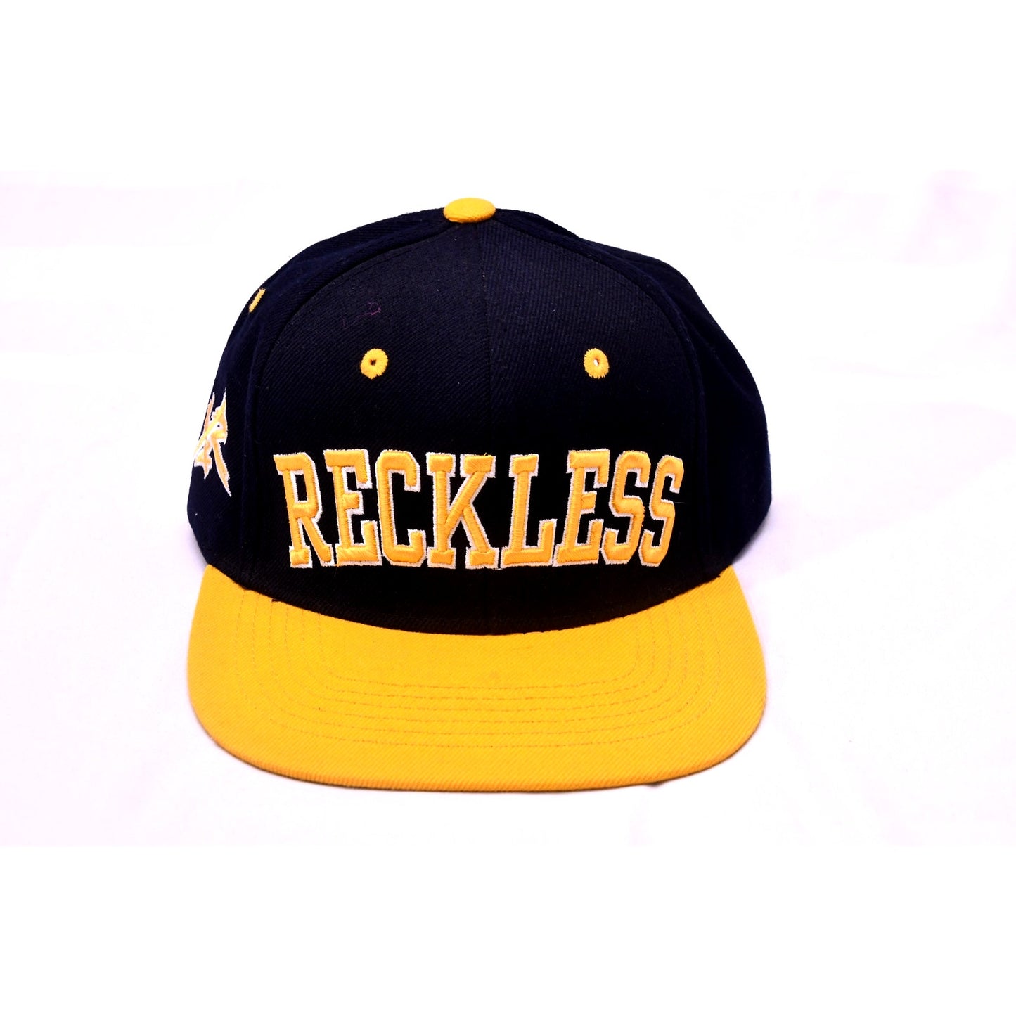 Young & Reckless RECKLESS Snapback Hat Black Yellow Flat Bill Cap OSFM