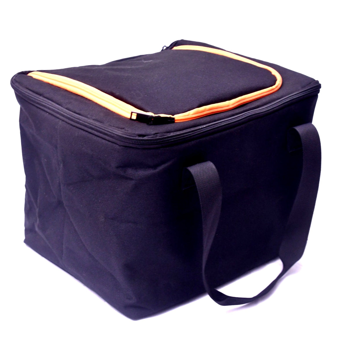 Large Insulated Cooler Bag Black Orange Zipper Soft Sided Food Drink Tote