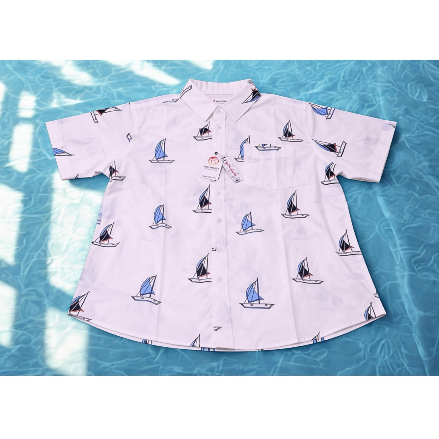 NWT Free Planet NYC to Malibu Sailboat Print Button Up Shirt Men's Medium