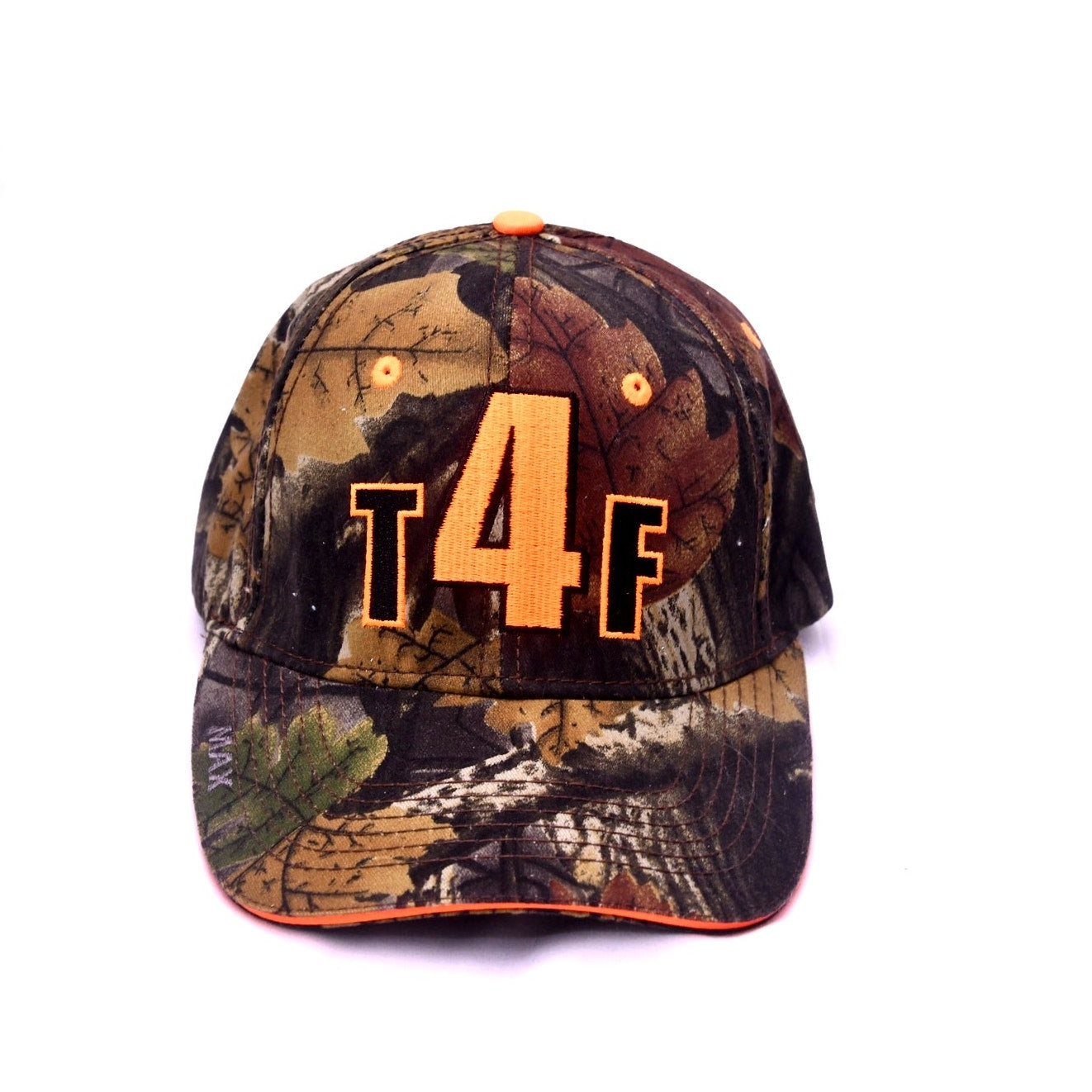 T4F MAX Realtree Camo Adjustable Hat Cap Orange Embroidered Hunting Outdoor