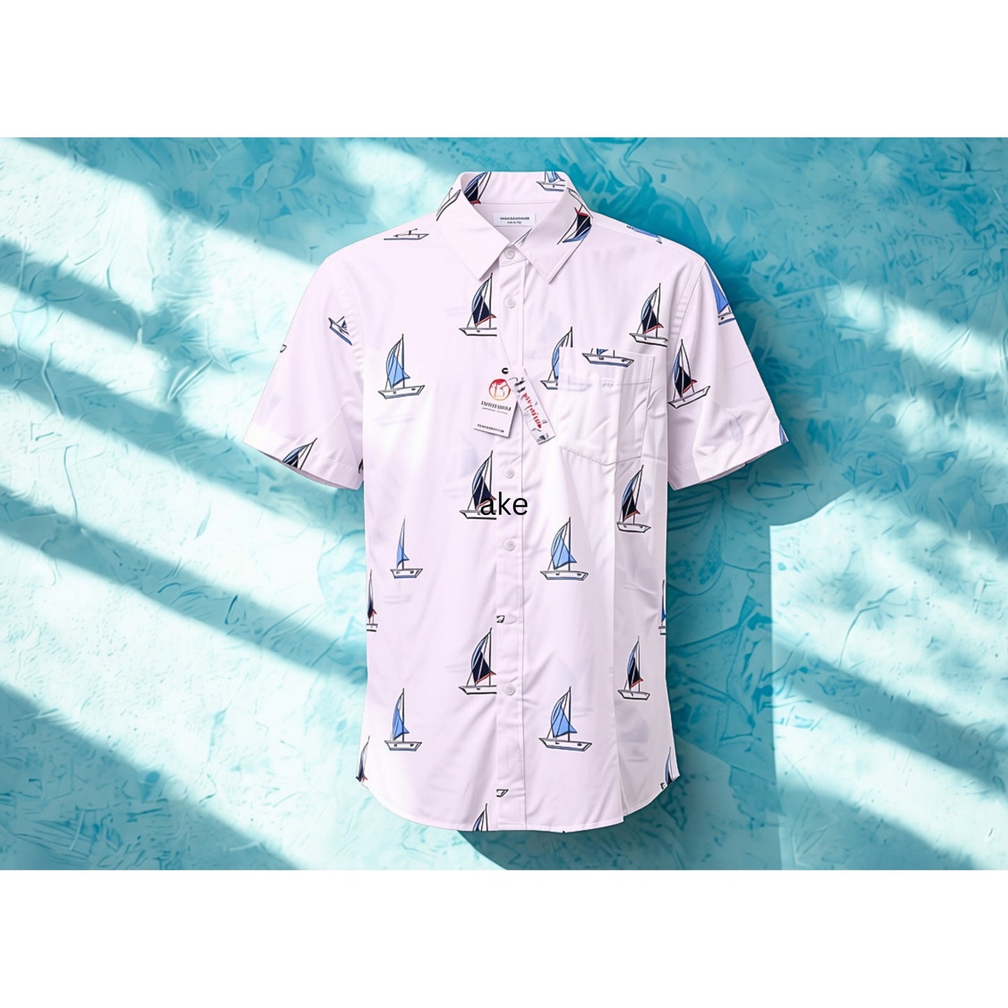 NWT Free Planet NYC to Malibu Sailboat Print Button Up Shirt Men's Medium