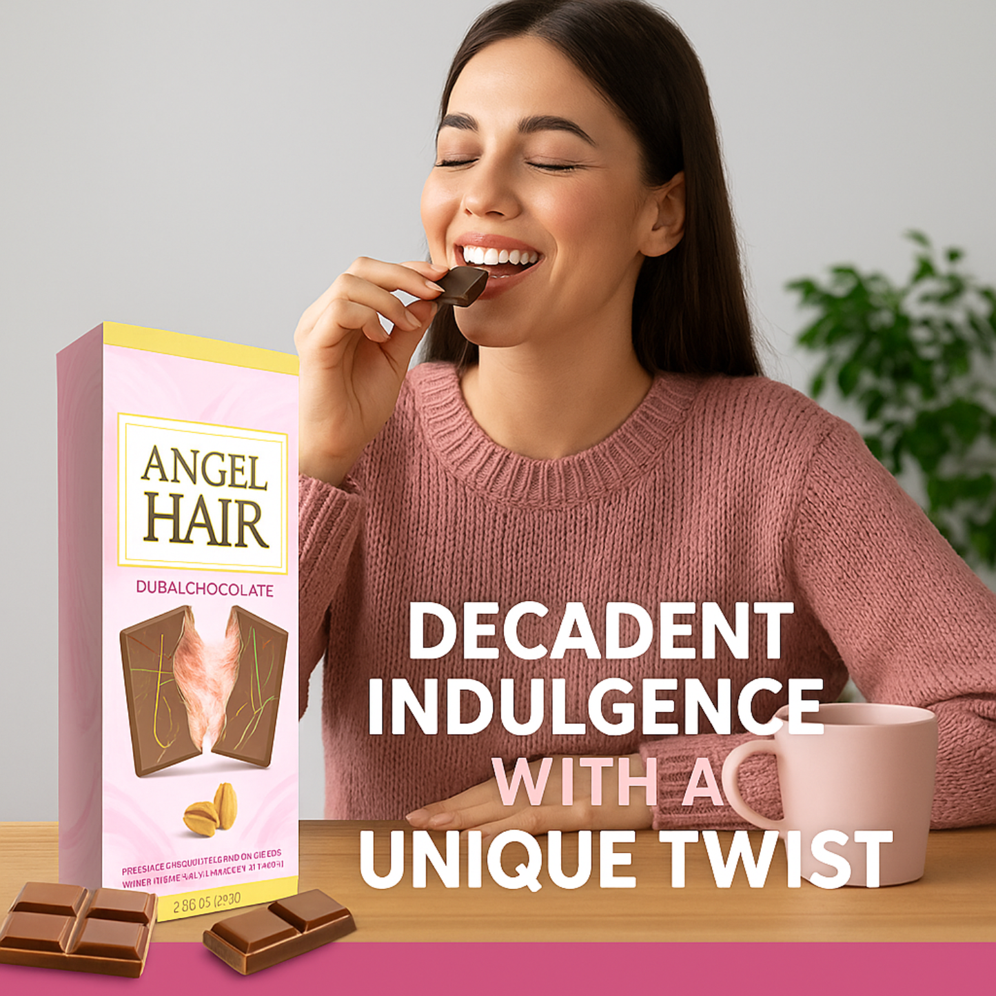 2.65 Oz Angel Hair Pink Chocolate Bar Cotton Candy+Pistachio