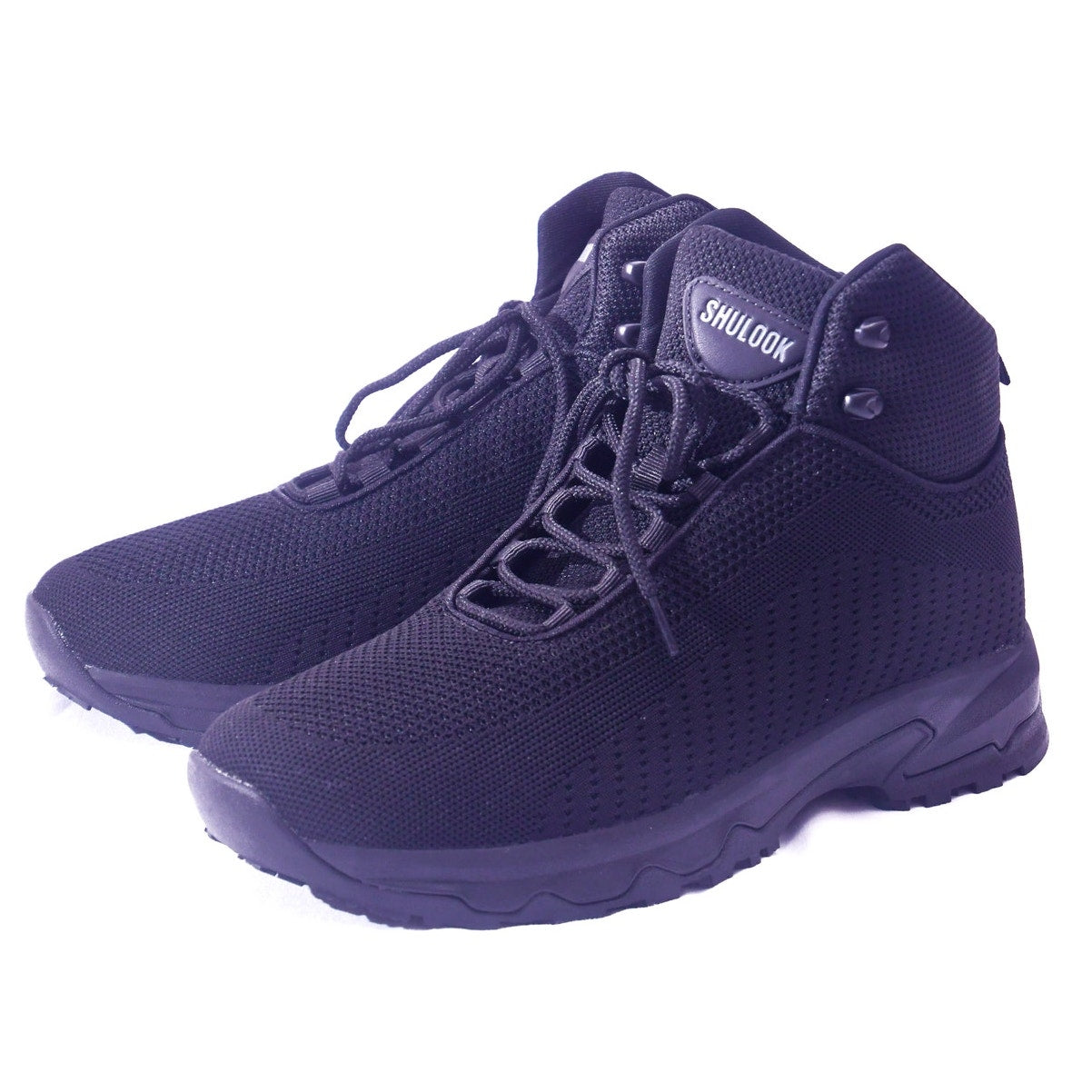 SHULOOK Men’s Hiking Boots Size 10.5 Black Mesh Lace Up Outdoor Trail Shoes