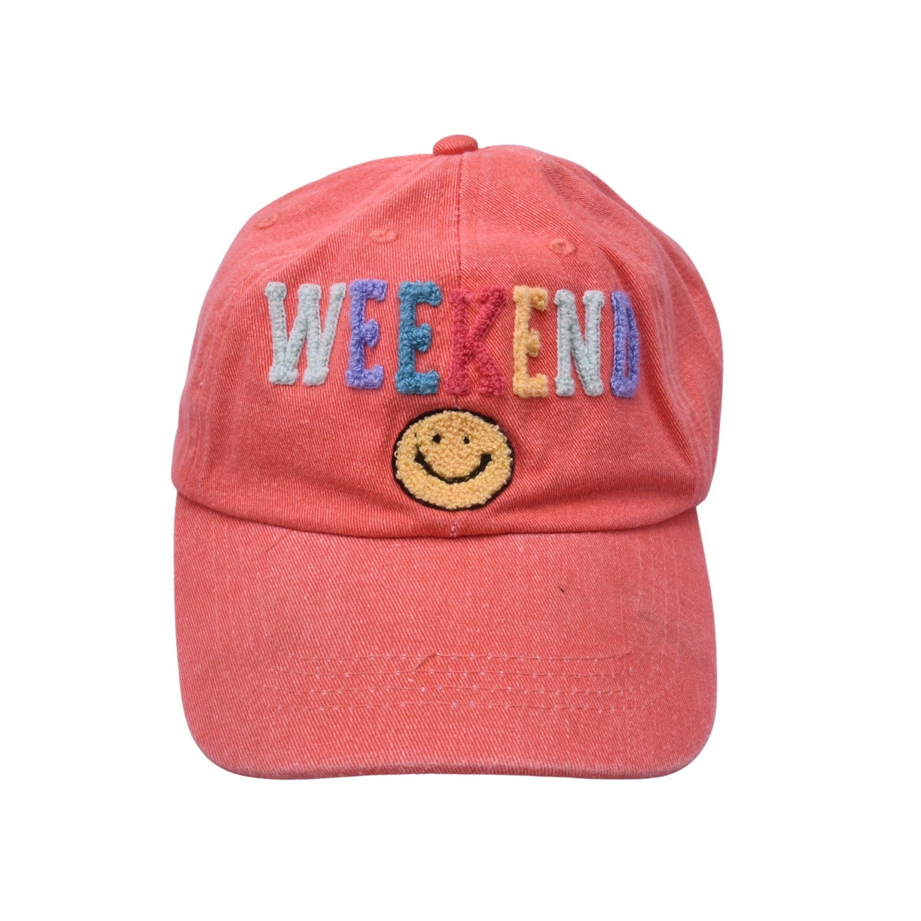 Weekend Smiley Face Pink Dad Hat Adjustable Cotton Cap DK Caps